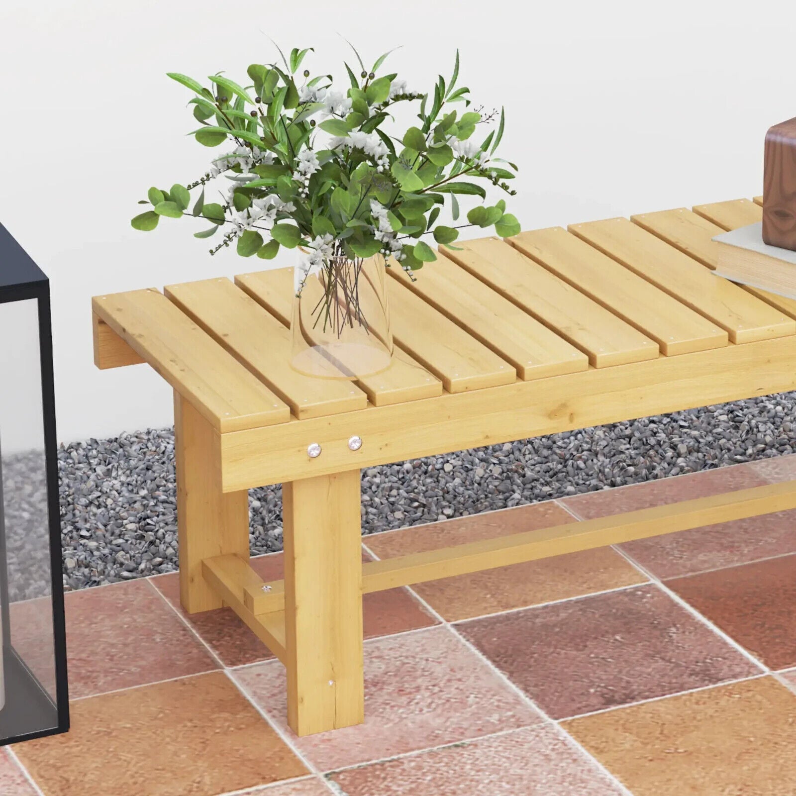 Outdoor Wooden Garden Bench Patio Loveseat Fir Wood 2 Person Bench 1.1 M Chair - Home and Garden Furniture Shop - #rustic - furniture#