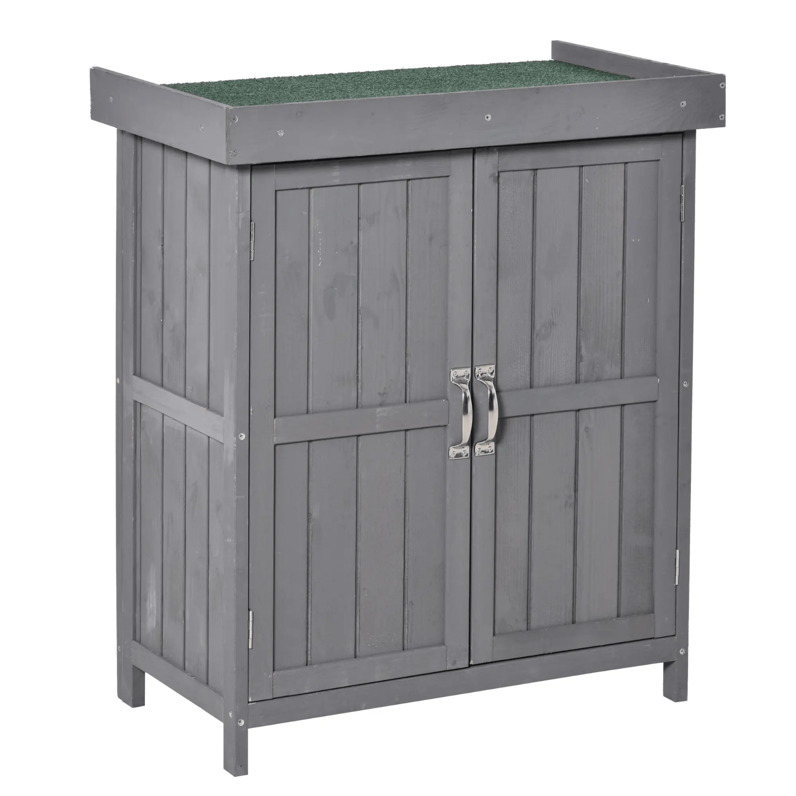 Outdoor Wooden Storage Shed Garden Tool Box Hinged Roof Doors Grey for Gardening - Home and Garden Furniture Shop - rustic - furniture