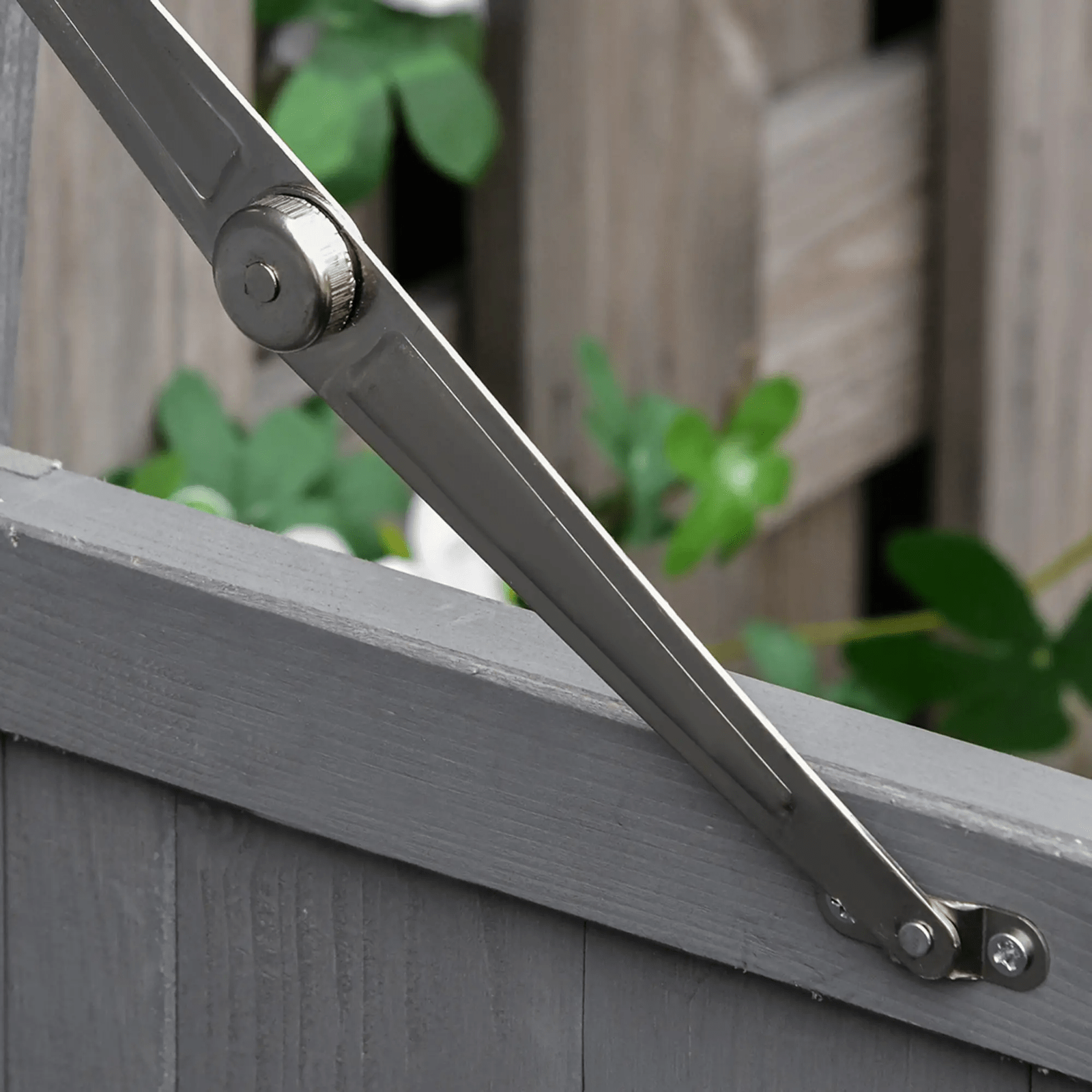 Outdoor Wooden Storage Shed Garden Tool Box Hinged Roof Doors Grey for Gardening - Home and Garden Furniture Shop - rustic - furniture