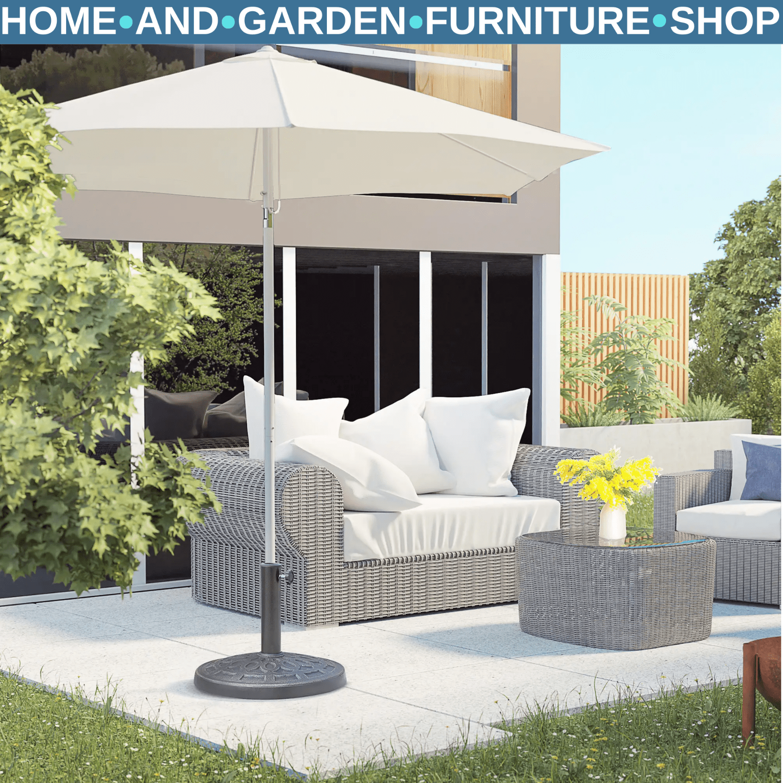 Parasol Base Round Resin Umbrella Stand Sun Shelter Rust - Resistant Bronze Tone - Home and Garden Furniture Shop - #rustic - furniture#