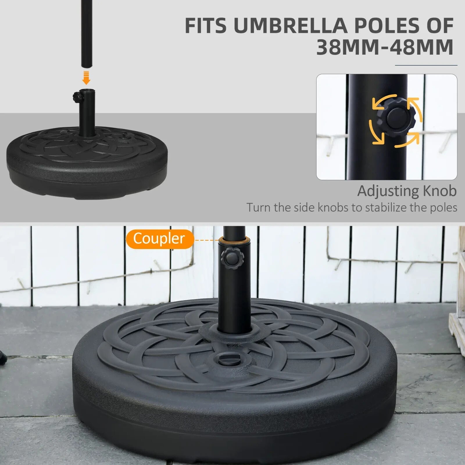 Parasol Base Stand Fillable 25 kg Water or 35 kg Sand Garden Umbrella Base Black - Home and Garden Furniture Shop - rustic - furniture