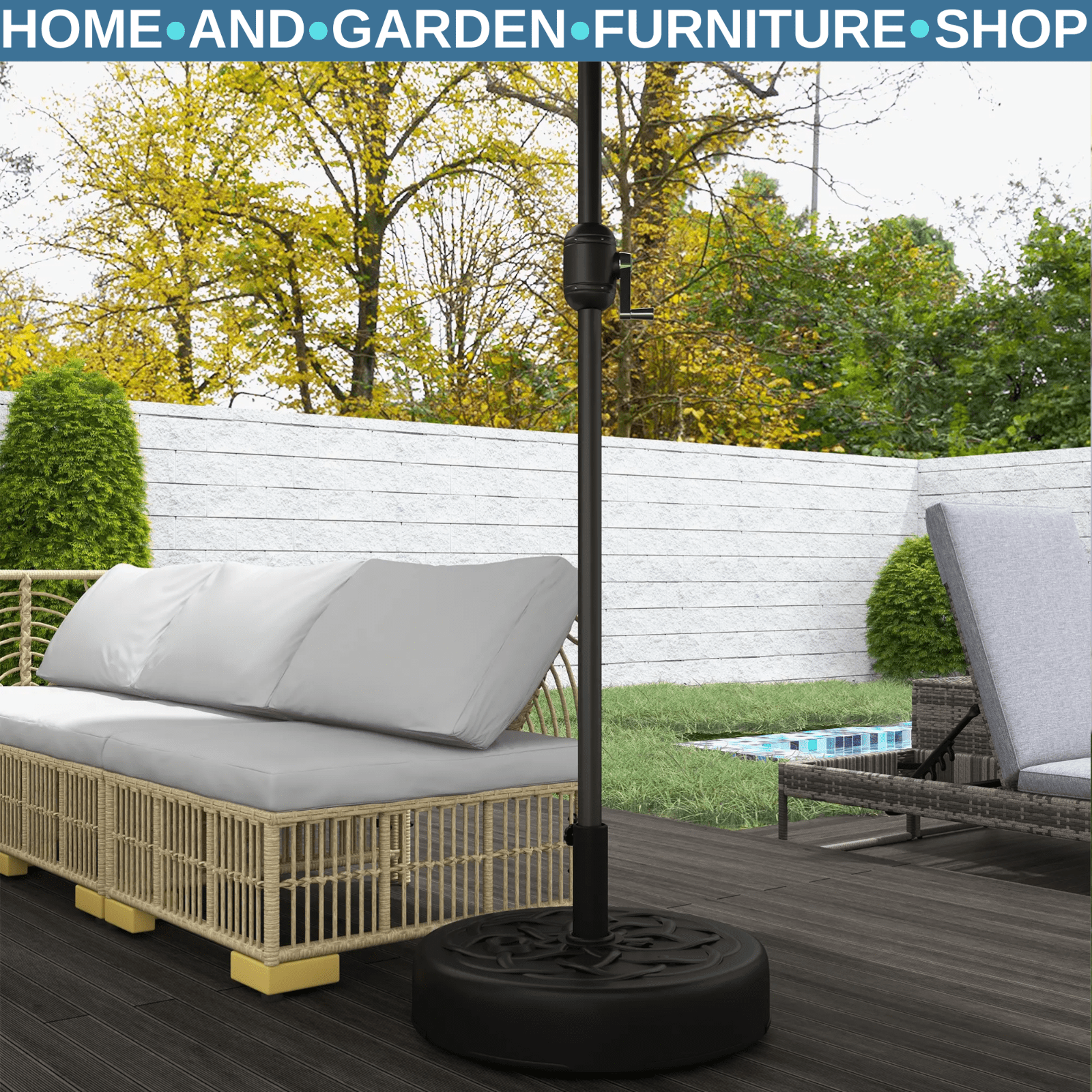 Parasol Base Stand Fillable 25 kg Water or 35 kg Sand Garden Umbrella Base Black - Home and Garden Furniture Shop - rustic - furniture