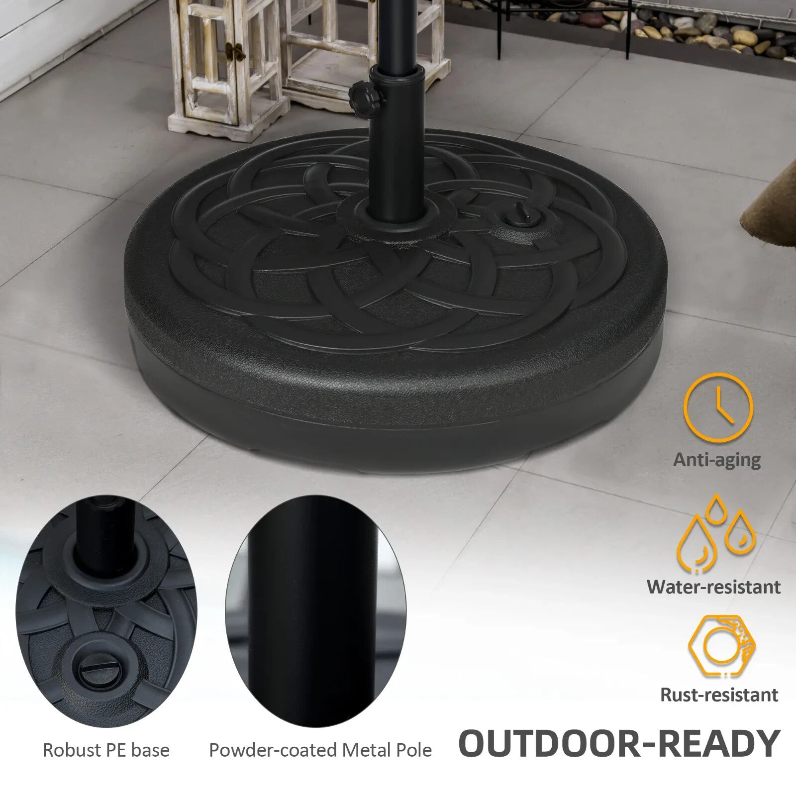 Parasol Base Stand Fillable 25 kg Water or 35 kg Sand Garden Umbrella Base Black - Home and Garden Furniture Shop - rustic - furniture