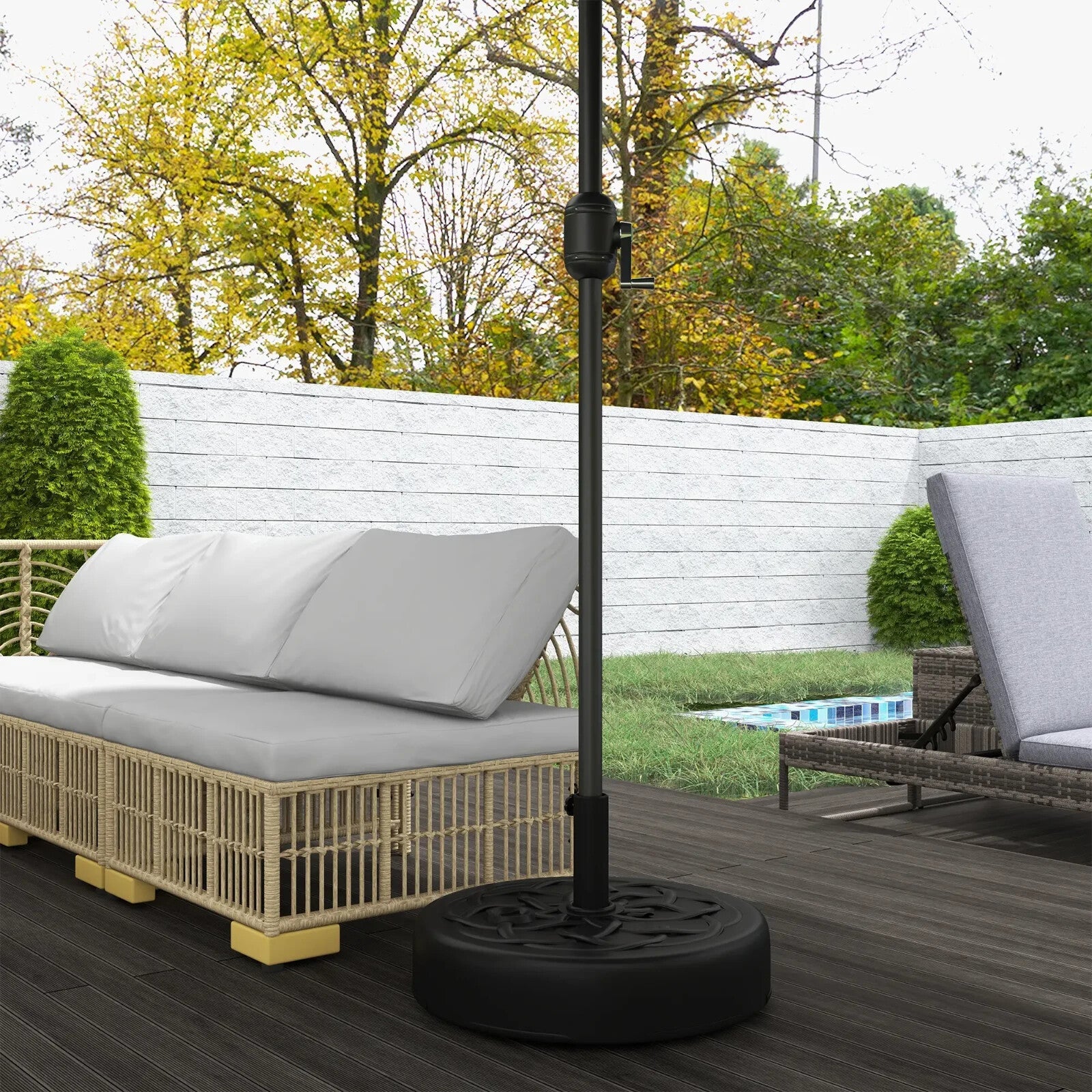 Parasol Base Stand Fillable 25 kg Water or 35 kg Sand Garden Umbrella Base Black - Home and Garden Furniture Shop - rustic - furniture