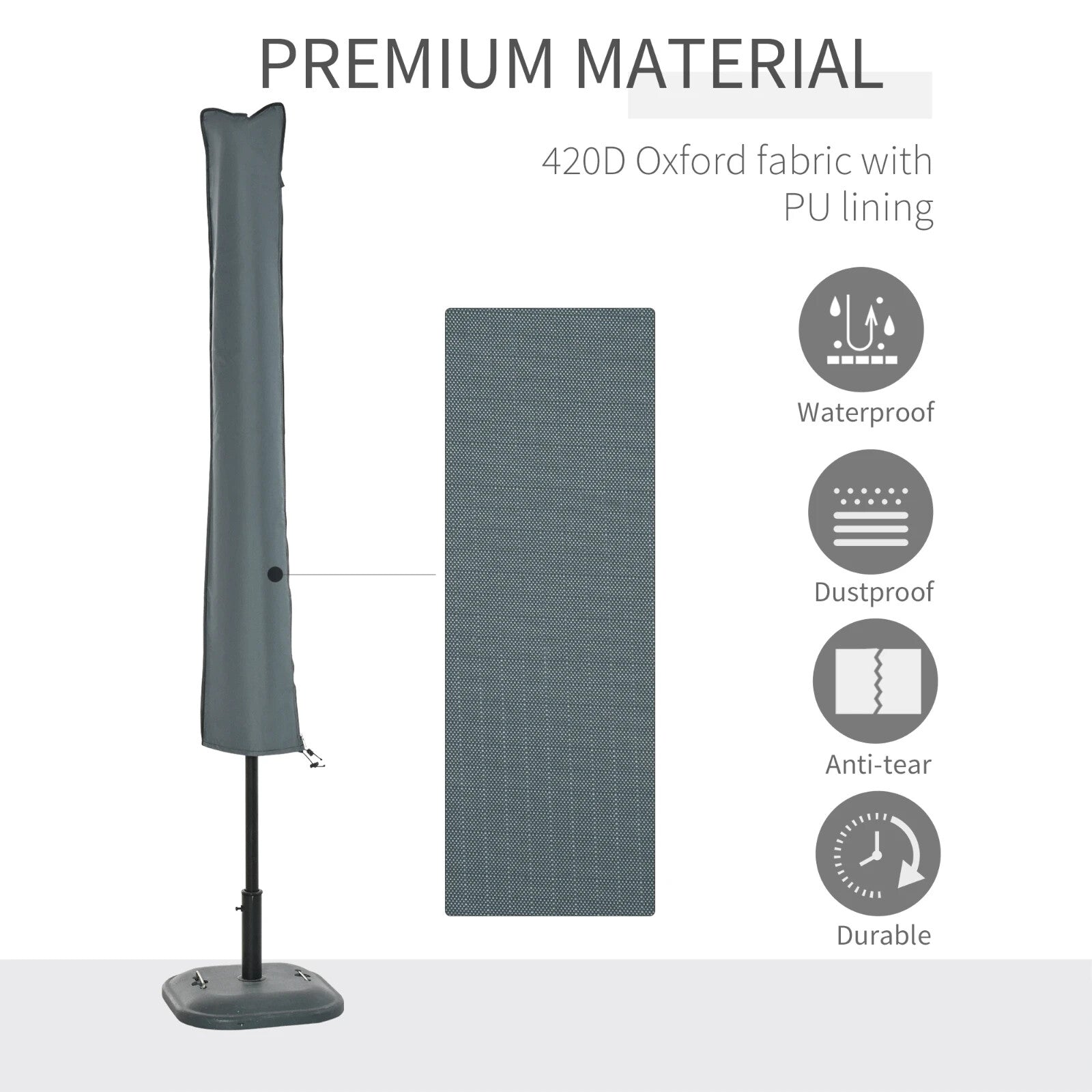 Parasol Cover Umbrella Protector Weather - Resistant with Adjustable Cord Grey - Home and Garden Furniture Shop - rustic - furniture