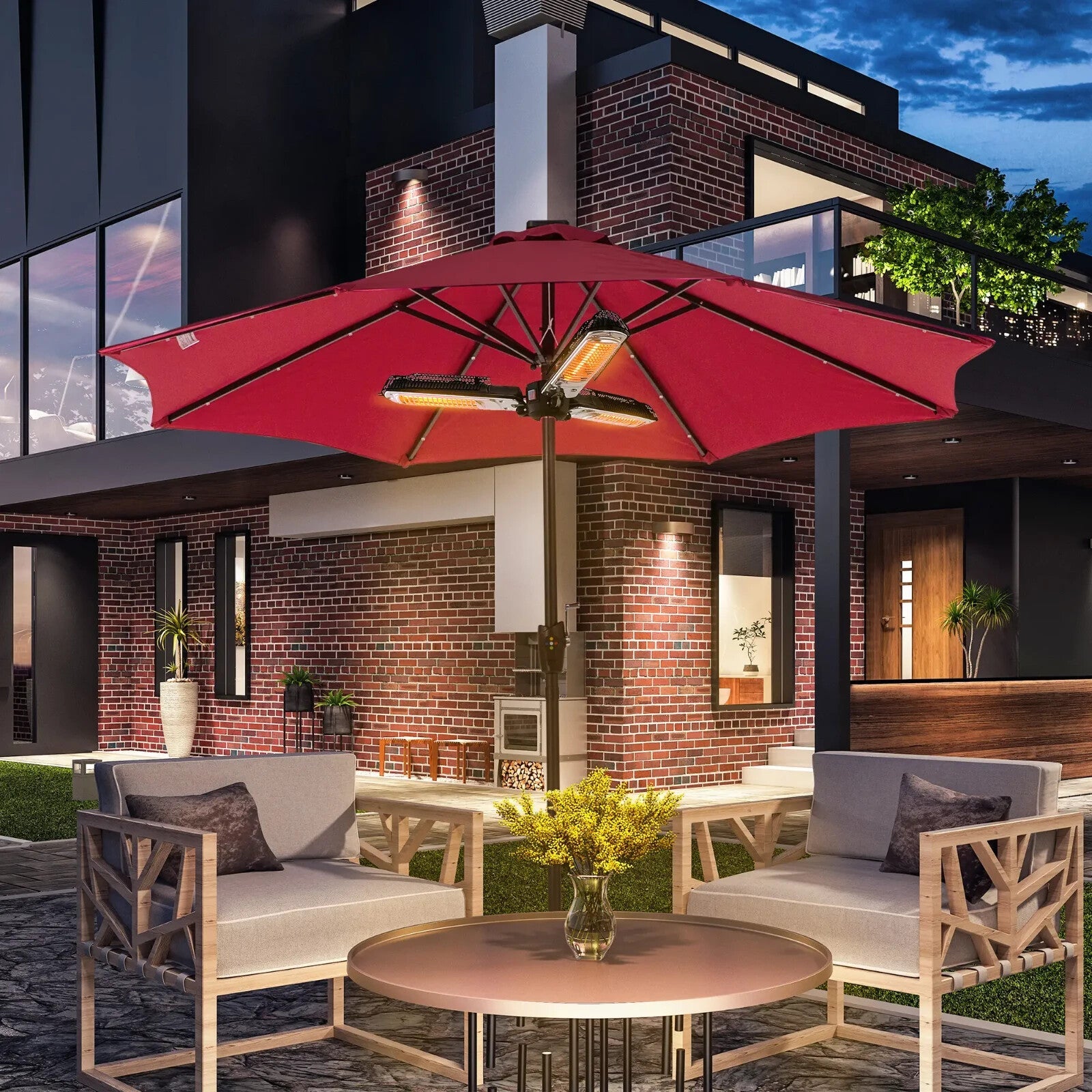Parasol Heater Electric Infrared Aluminum Quartz 2000W Gazebo Umbrella Mounted - Home and Garden Furniture Shop - rustic - furniture