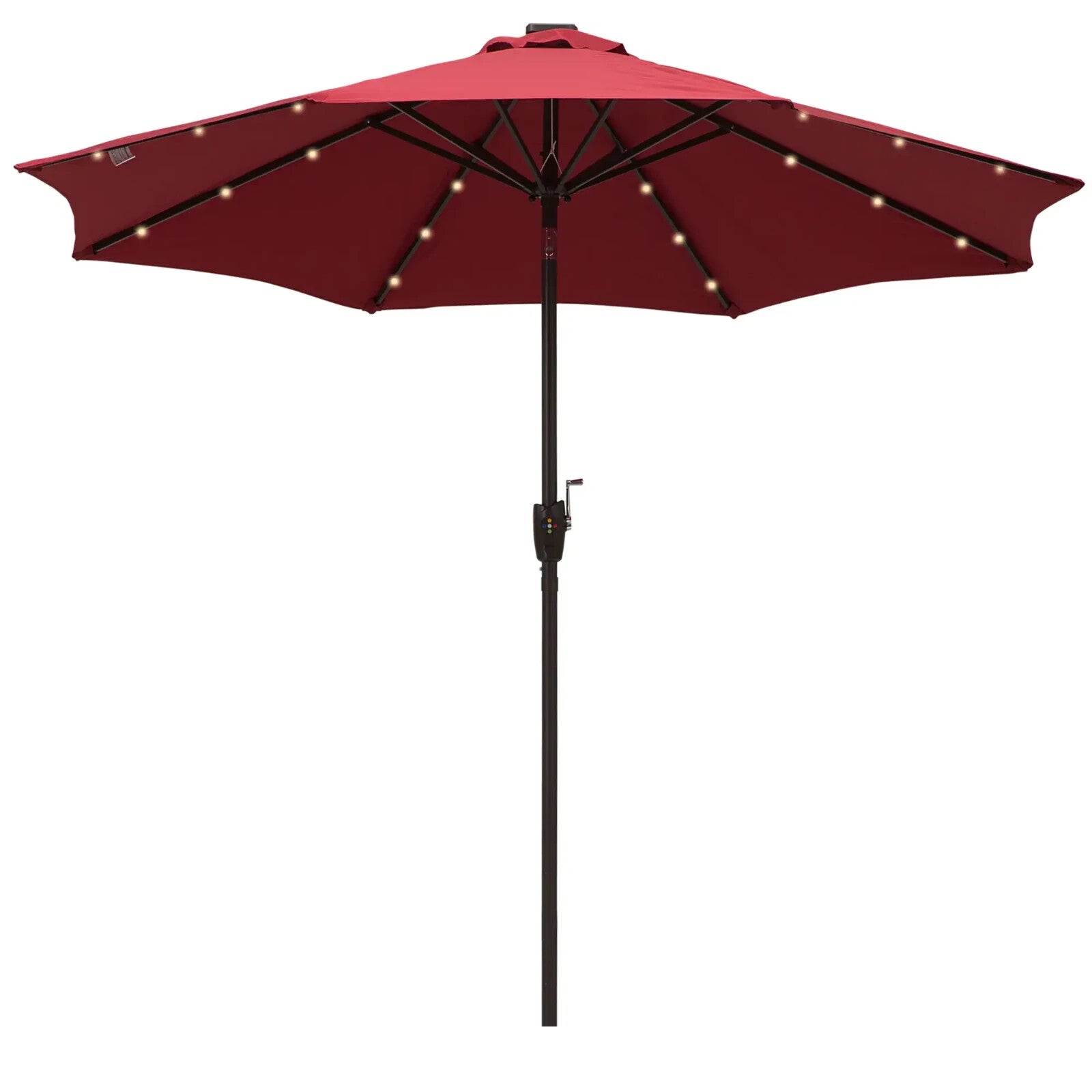 Parasol Umbrella Shade Metal Frame w/ 24 Solar LED Lights & Hand Crank Wine Red - Home and Garden Furniture Shop - rustic - furniture