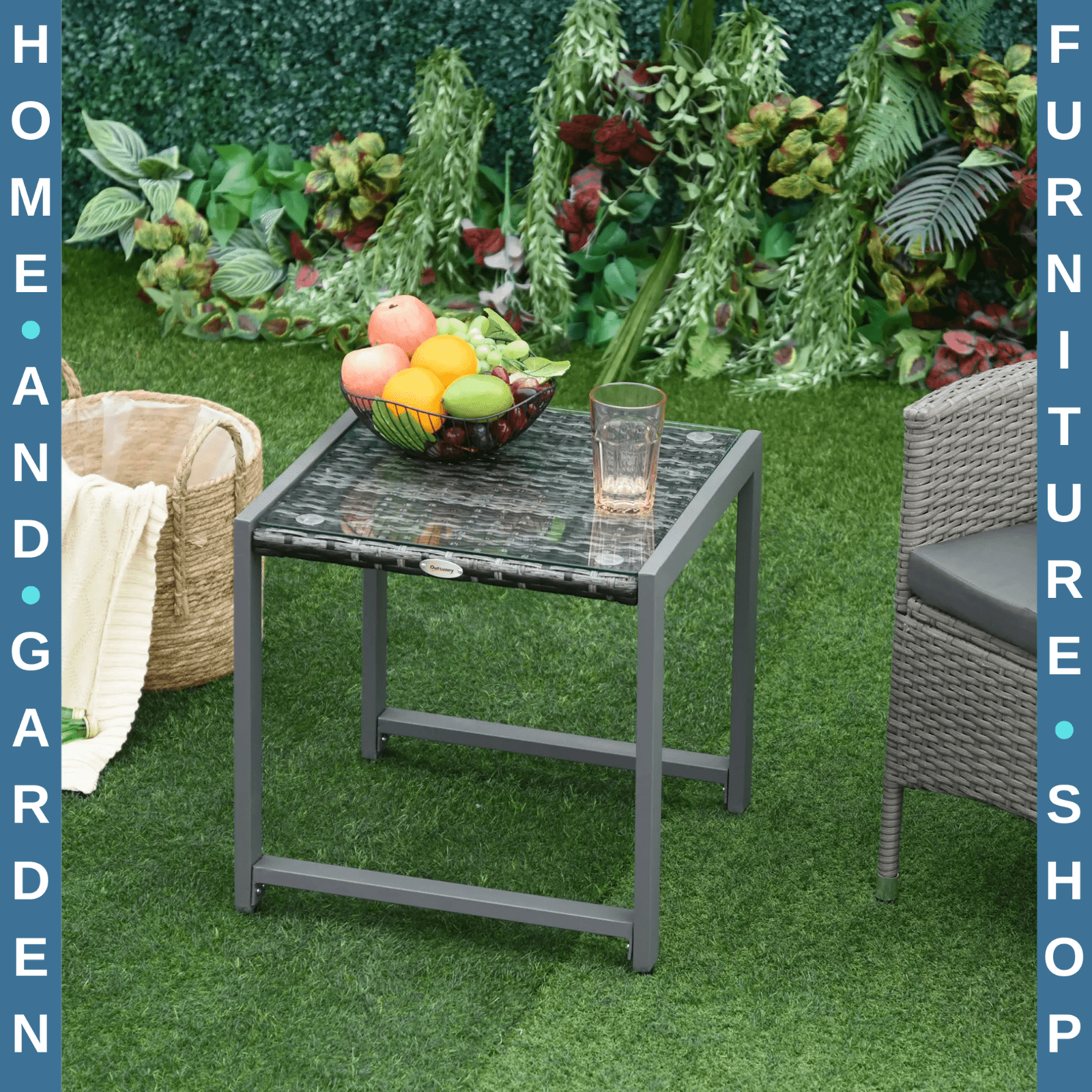 Patio Rattan Side Table Outdoor Wicker Coffee Table 50L x 49.5W x 50H cm Garden - Home and Garden Furniture Shop - rustic - furniture