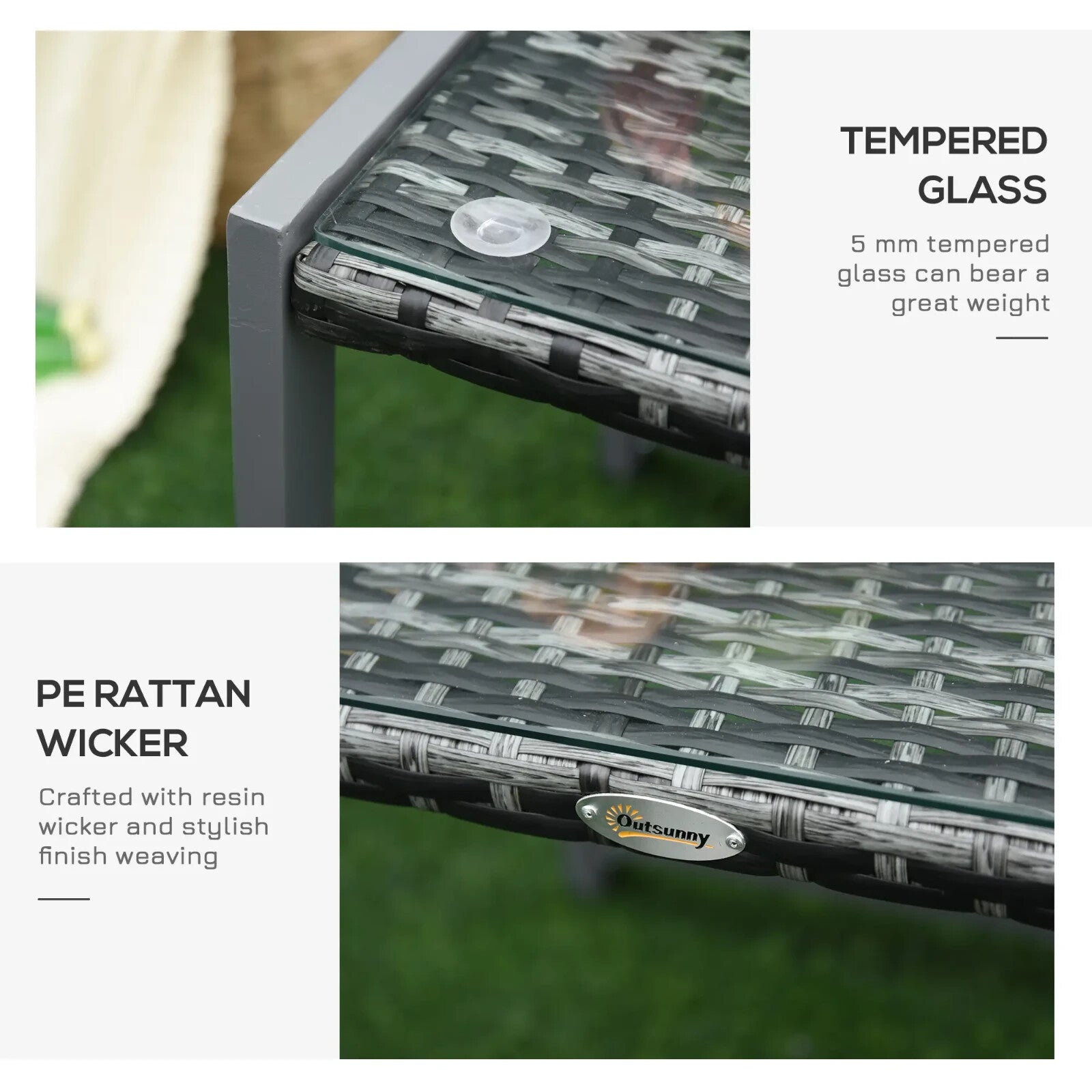 Patio Rattan Side Table Outdoor Wicker Coffee Table 50L x 49.5W x 50H cm Garden - Home and Garden Furniture Shop - rustic - furniture