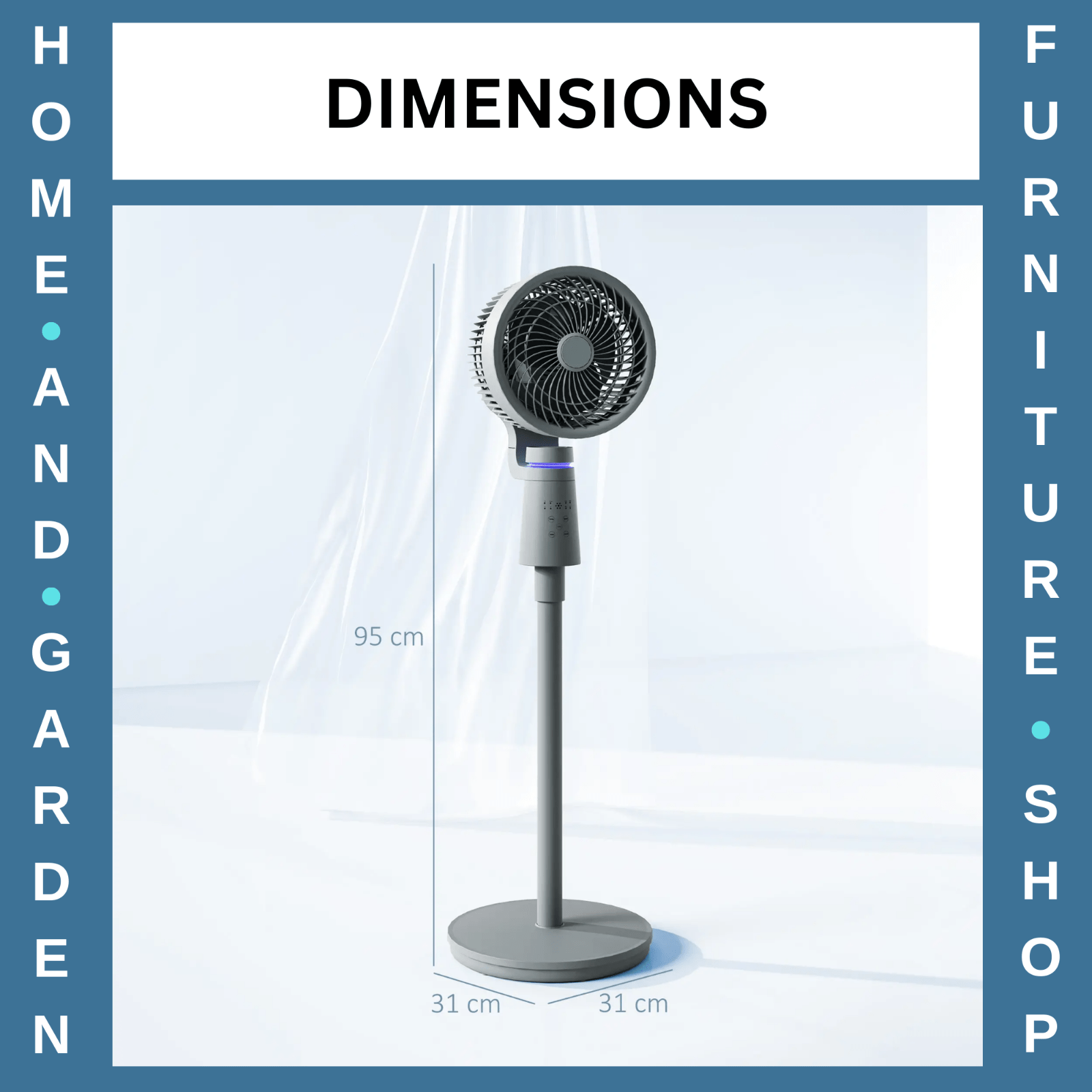 Pedestal Fan Air Circulation Remote Control W/ Oscillation Tilt & 3 Speeds Grey - Home and Garden Furniture Shop - rustic - furniture