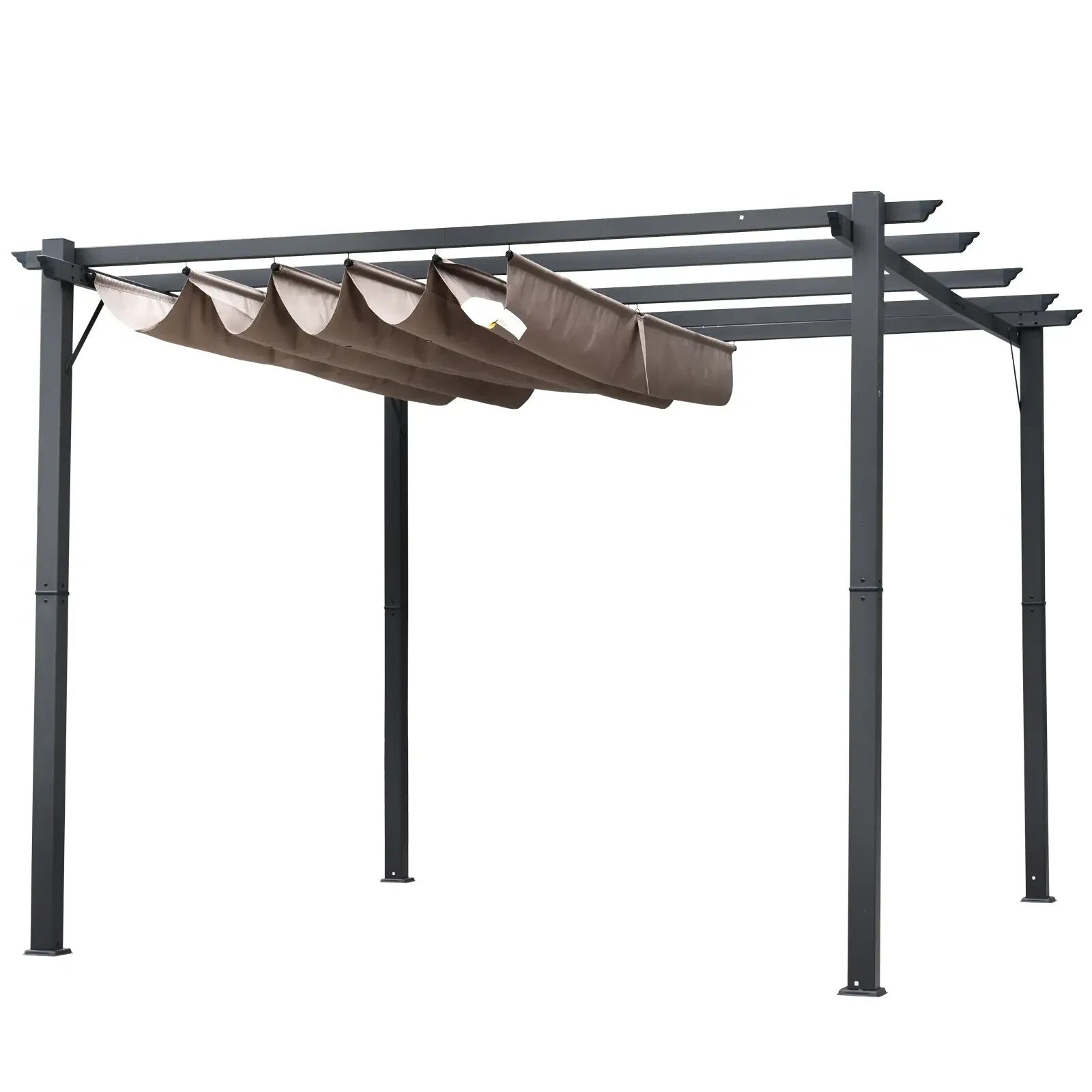 Pergola Gazebo Canopy Sun Shade Shelter With Retractable Canopy Roof Brown - Home and Garden Furniture Shop - rustic - furniture