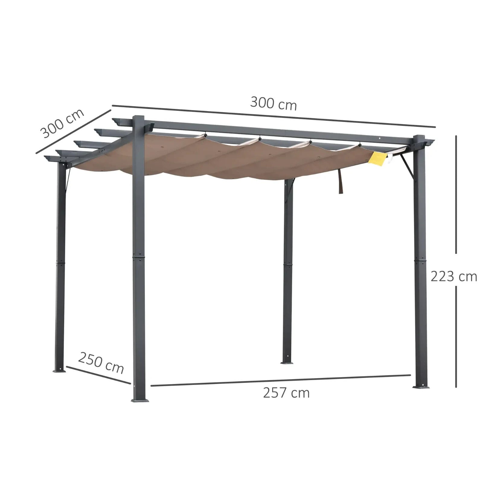Pergola Gazebo Canopy Sun Shade Shelter With Retractable Canopy Roof Brown - Home and Garden Furniture Shop - rustic - furniture