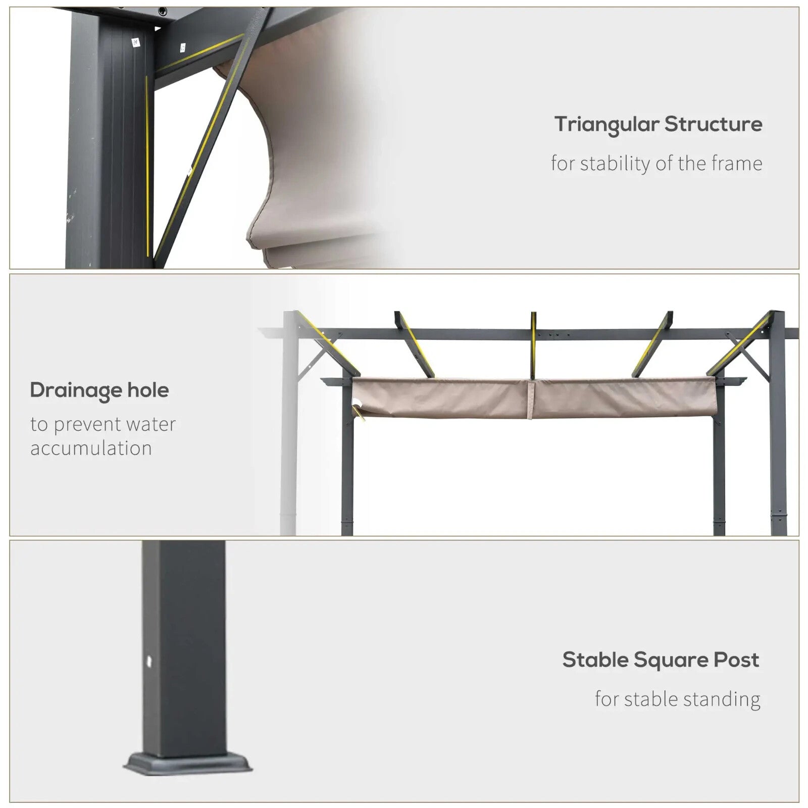Pergola Gazebo Canopy Sun Shade Shelter With Retractable Canopy Roof Brown - Home and Garden Furniture Shop - rustic - furniture