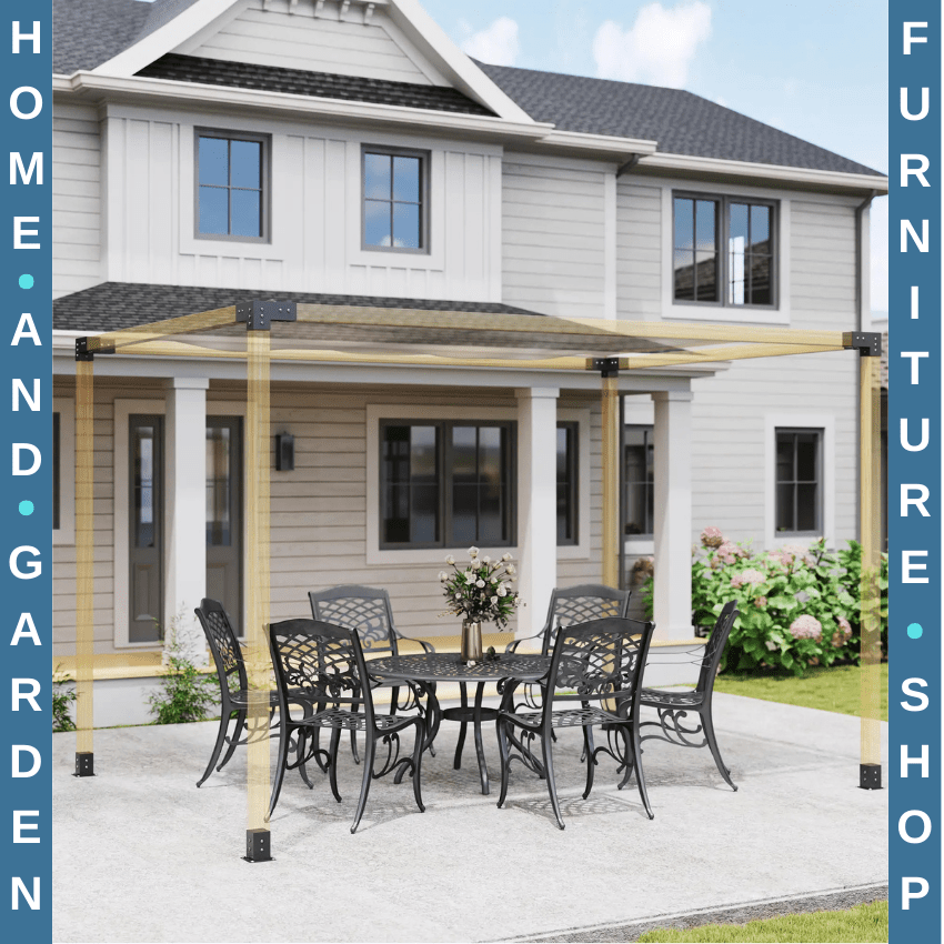 Pergola Kit DIY Brackets 3 Way Corner and Post Base for 4 x 4 3.6 x 3.6 Timber - Home and Garden Furniture Shop - rustic - furniture