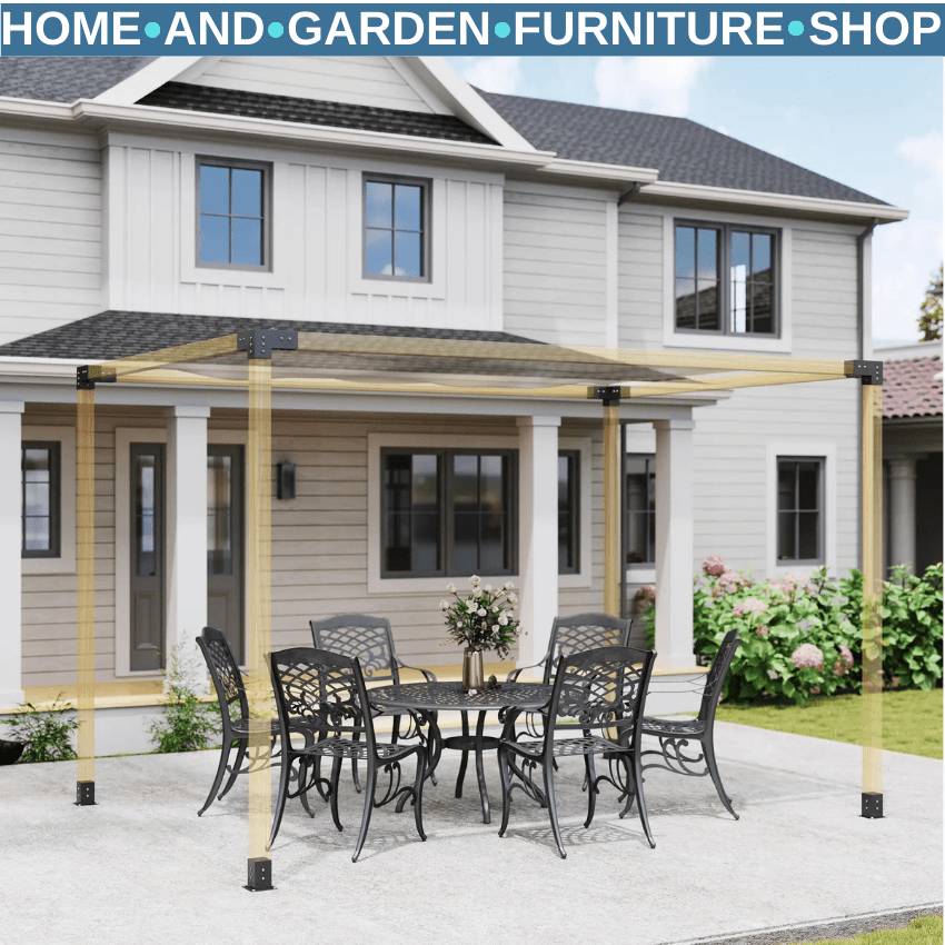 Pergola Kit DIY Brackets 3 Way Corner and Post Base for 4 x 4 3.6 x 3.6 Timber - Home and Garden Furniture Shop - rustic - furniture