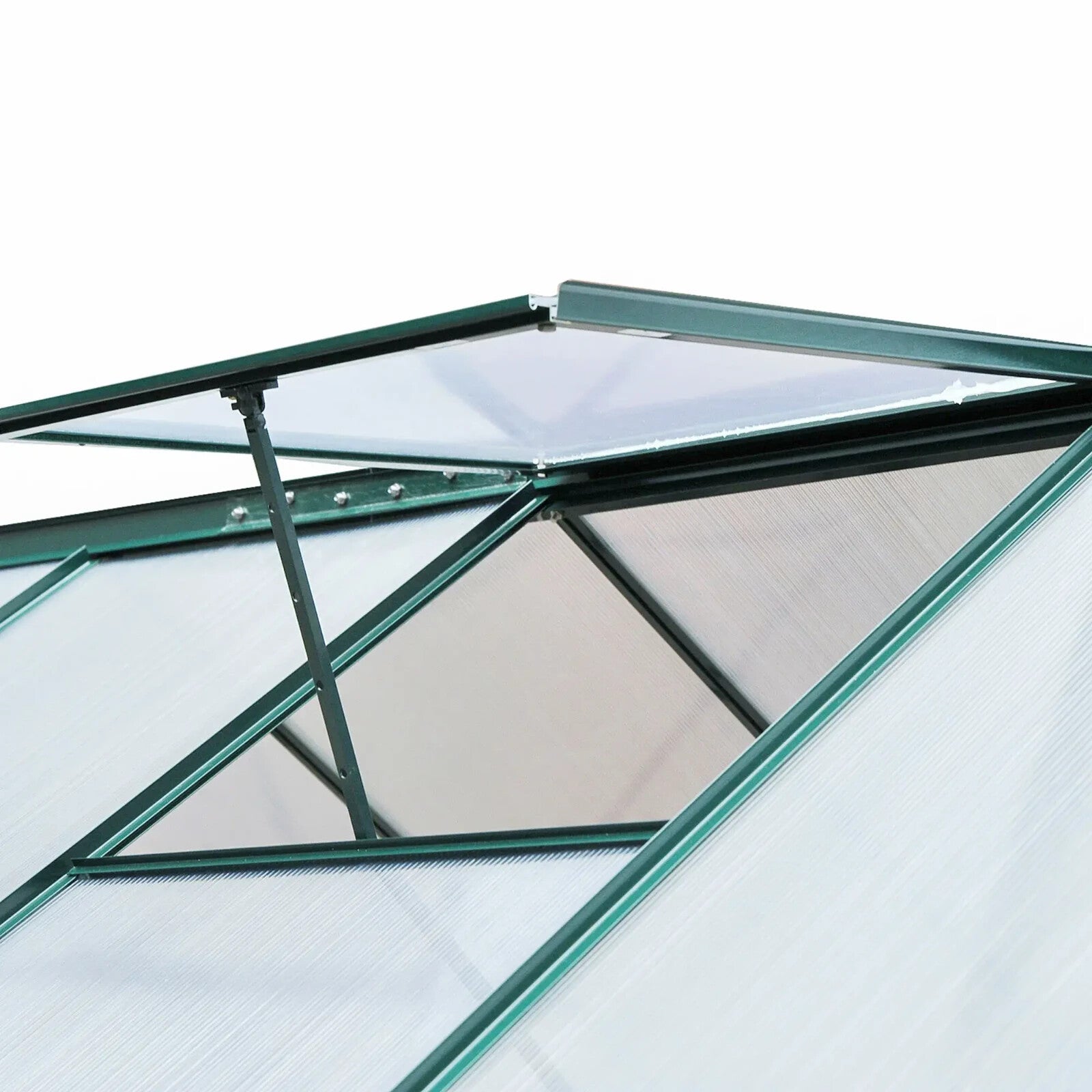 Polycarbonate Greenhouse Aluminium Frame w/ Foundation & Slide Door Dark Green - Home and Garden Furniture Shop - rustic - furniture