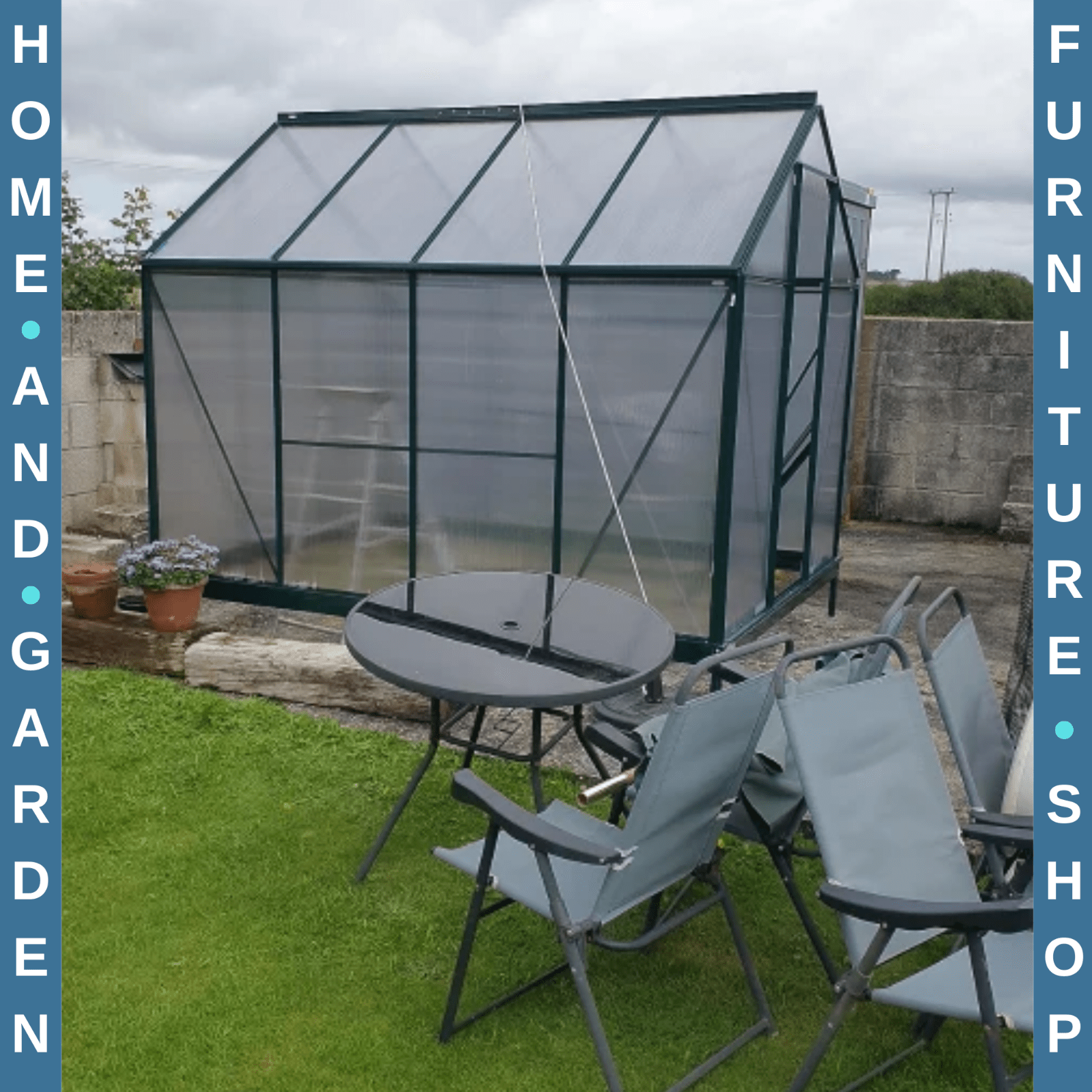 Polycarbonate Greenhouse Aluminium Frame w/ Foundation & Slide Door Dark Green - Home and Garden Furniture Shop - rustic - furniture