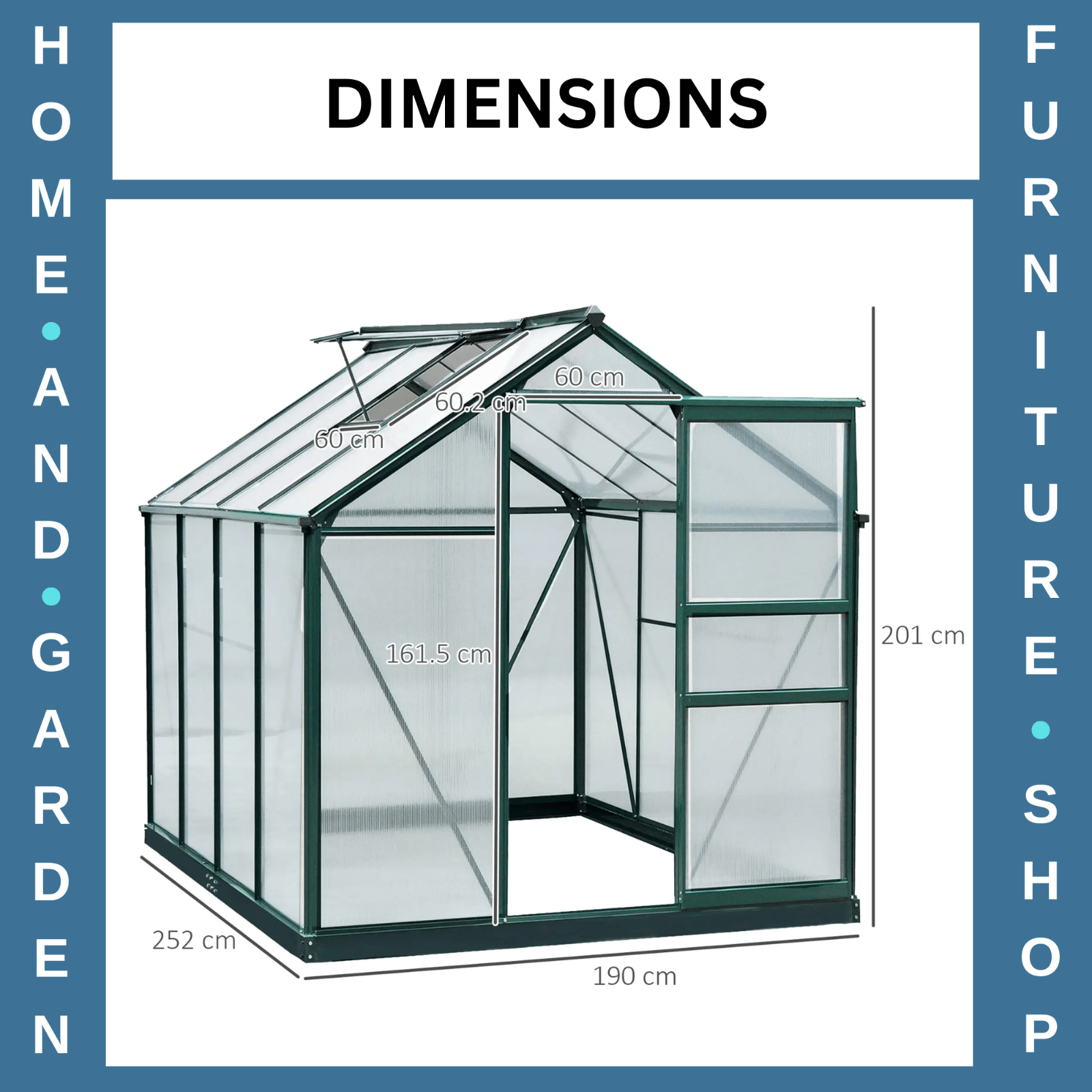Polycarbonate Greenhouse Aluminium Frame w/ Foundation & Slide Door Dark Green - Home and Garden Furniture Shop - rustic - furniture