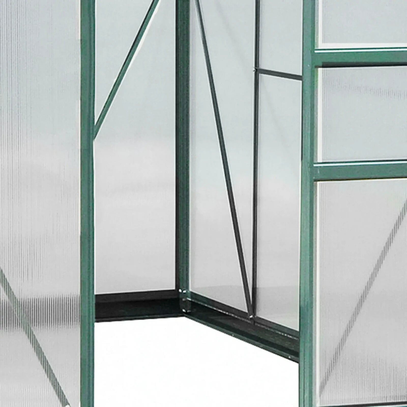 Polycarbonate Greenhouse Aluminium Frame w/ Foundation & Slide Door Dark Green - Home and Garden Furniture Shop - rustic - furniture
