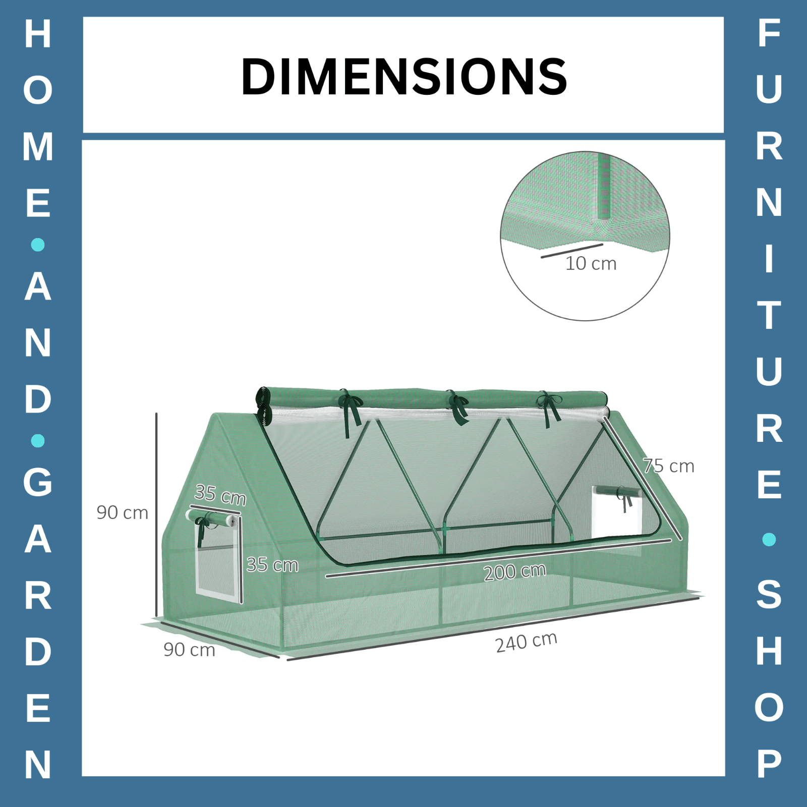 Polytunnel Greenhouse Portable Tunnel with Roll - up & Zipper Mesh Windows Green - Home and Garden Furniture Shop - #rustic - furniture#