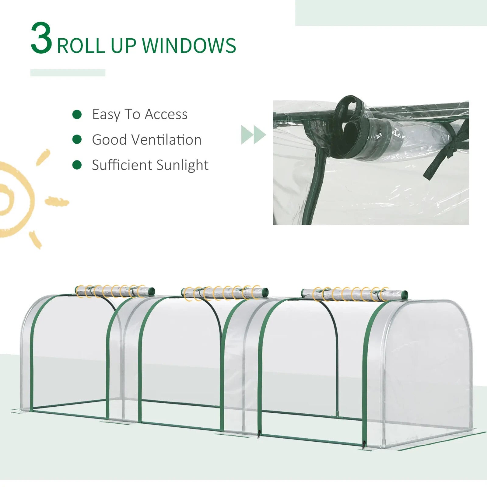Polytunnel Greenhouse PVC Cover Water Resistant w/ Zipped Roll - Up Doors Clear - Home and Garden Furniture Shop - rustic - furniture