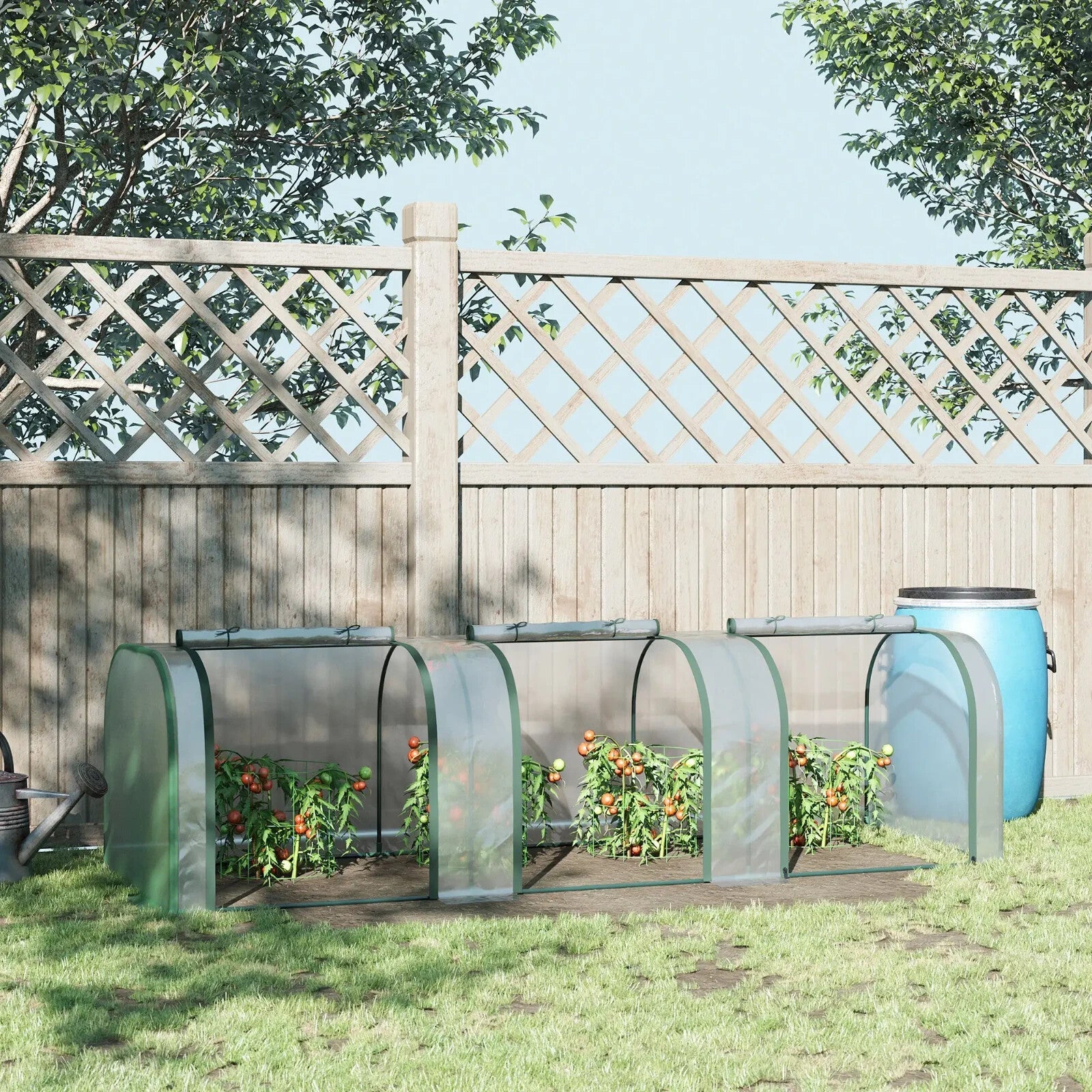 Polytunnel Greenhouse PVC Cover Water Resistant w/ Zipped Roll - Up Doors Clear - Home and Garden Furniture Shop - rustic - furniture