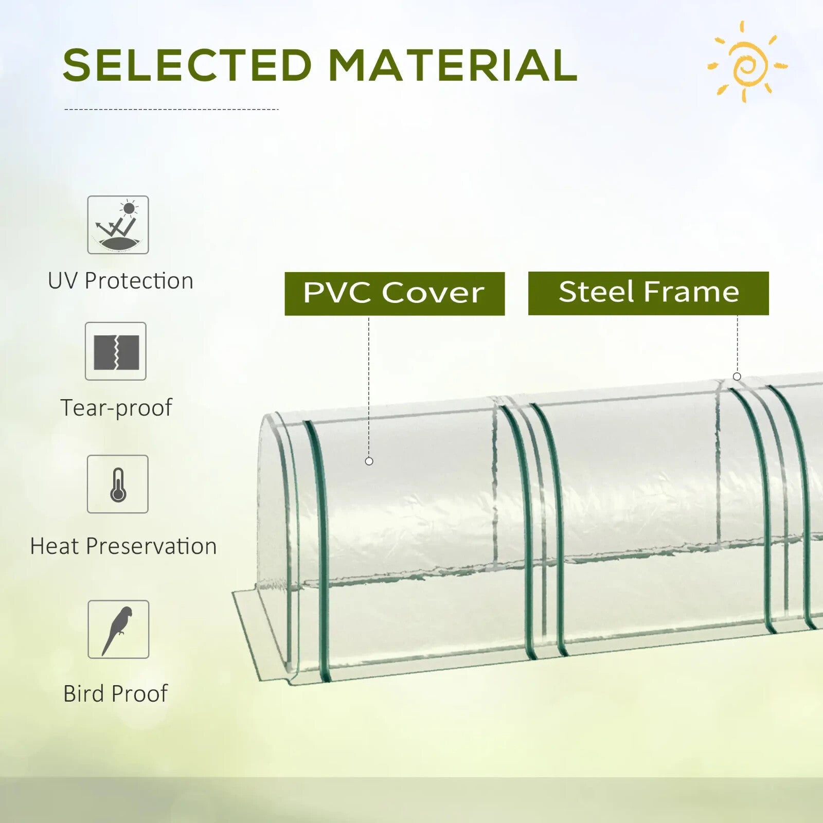 Polytunnel Greenhouse PVC Cover Water Resistant w/ Zipped Roll - Up Doors Clear - Home and Garden Furniture Shop - rustic - furniture