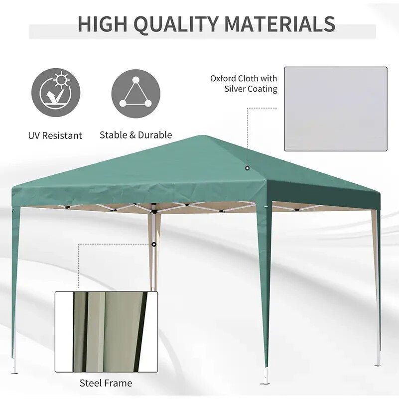 Pop Up Gazebo Marquee Tent Steel Frame w/ Carrying Bag & Adjustable Height Green - Home and Garden Furniture Shop - rustic - furniture