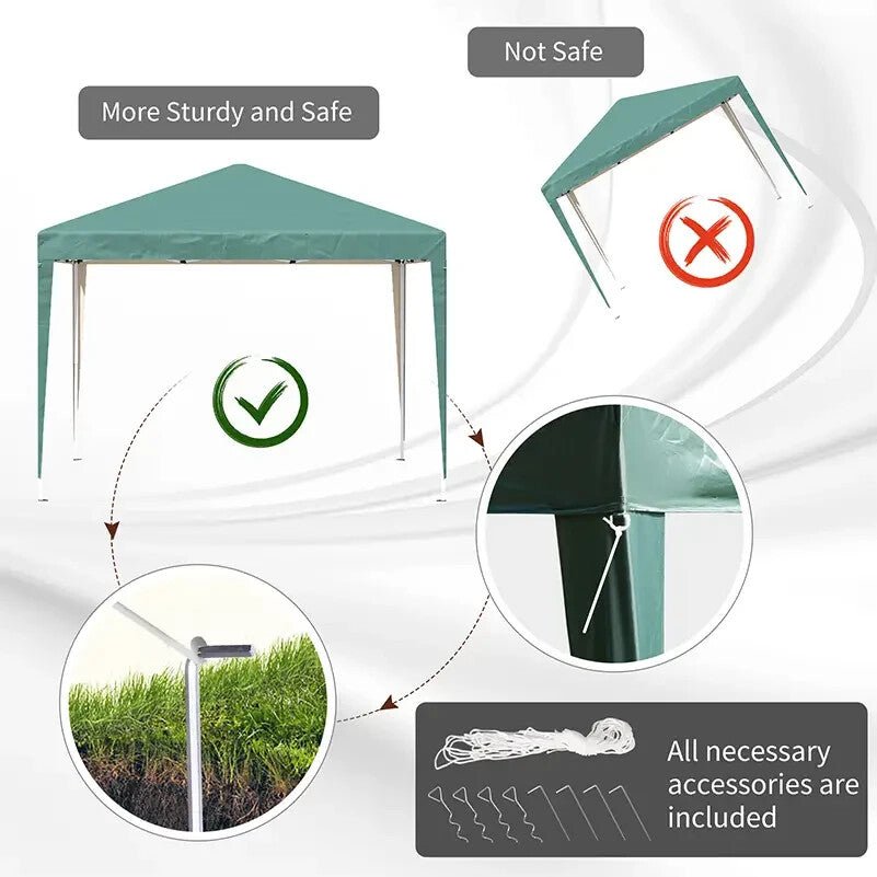 Pop Up Gazebo Marquee Tent Steel Frame w/ Carrying Bag & Adjustable Height Green - Home and Garden Furniture Shop - rustic - furniture
