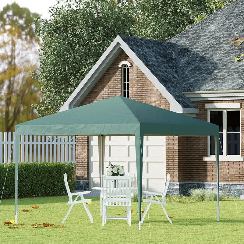 Pop Up Gazebo Marquee Tent Steel Frame w/ Carrying Bag & Adjustable Height Green - Home and Garden Furniture Shop - rustic - furniture