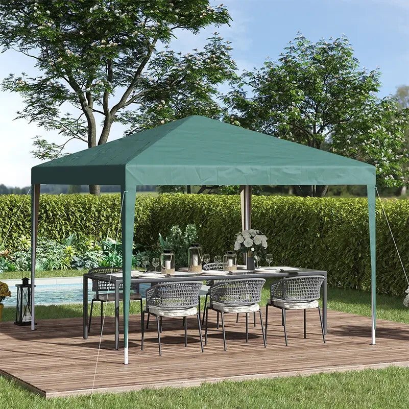 Pop Up Gazebo Marquee Tent Steel Frame w/ Carrying Bag & Adjustable Height Green - Home and Garden Furniture Shop - rustic - furniture