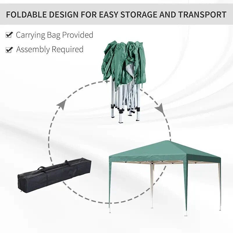 Pop Up Gazebo Marquee Tent Steel Frame w/ Carrying Bag & Adjustable Height Green - Home and Garden Furniture Shop - rustic - furniture