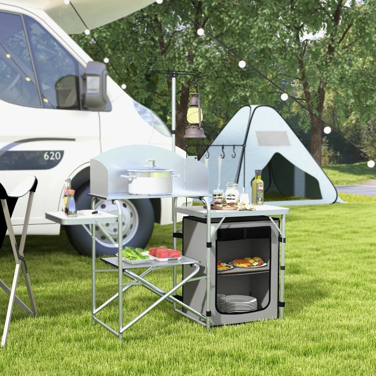 Portable Camping Kitchen Cupboard Folding Table Outdoor Cooking Station with Bag - Home and Garden Furniture Shop - rustic - furniture