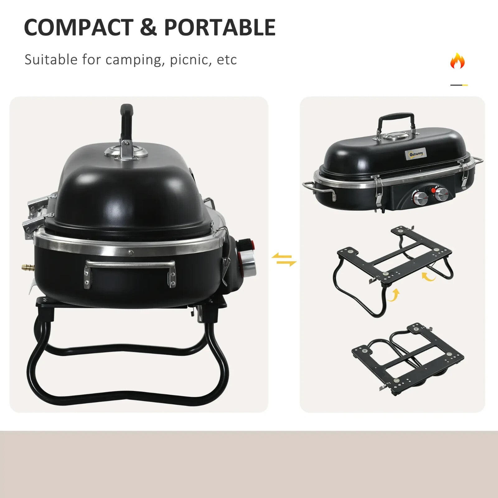 Portable Gas BBQ Grill 2 Burner Tabletop Barbecue with Lid Ignition for Camping - Home and Garden Furniture Shop - rustic - furniture