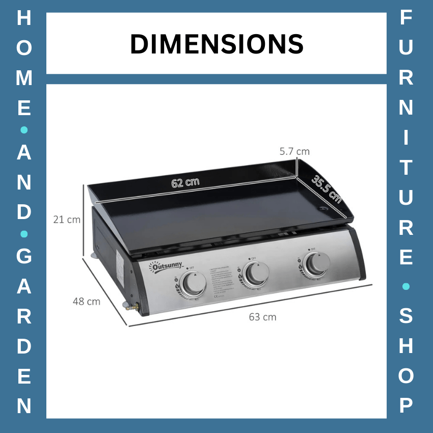 Portable Gas BBQ Plancha Grill w/ 3 Burners 9kW Tabletop Griddle Stainless Steel - Home and Garden Furniture Shop - rustic - furniture