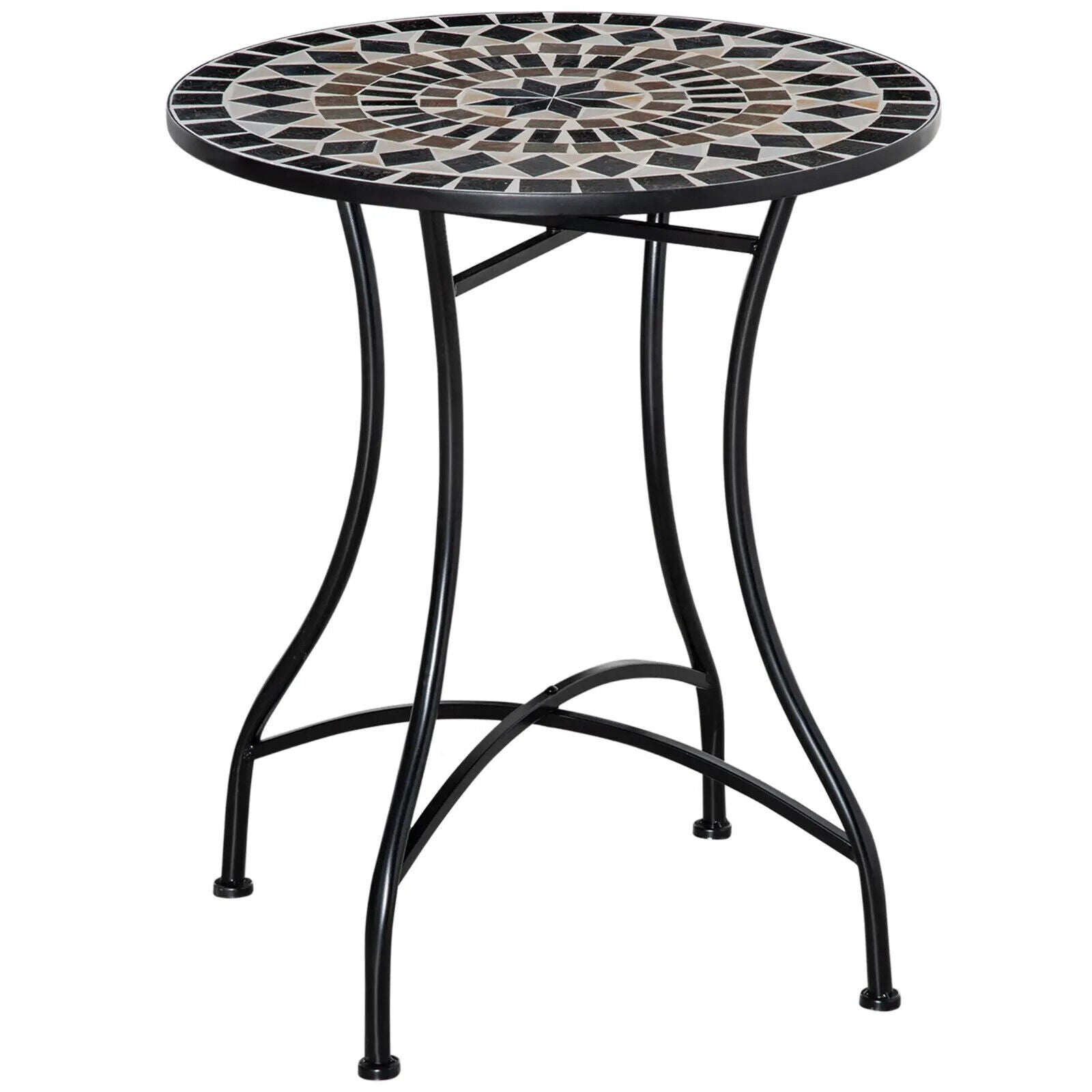 Portable Mosaic Round Bistro Table Outdoor Garden Side Table with Curved Leg - Home and Garden Furniture Shop - #rustic - furniture#