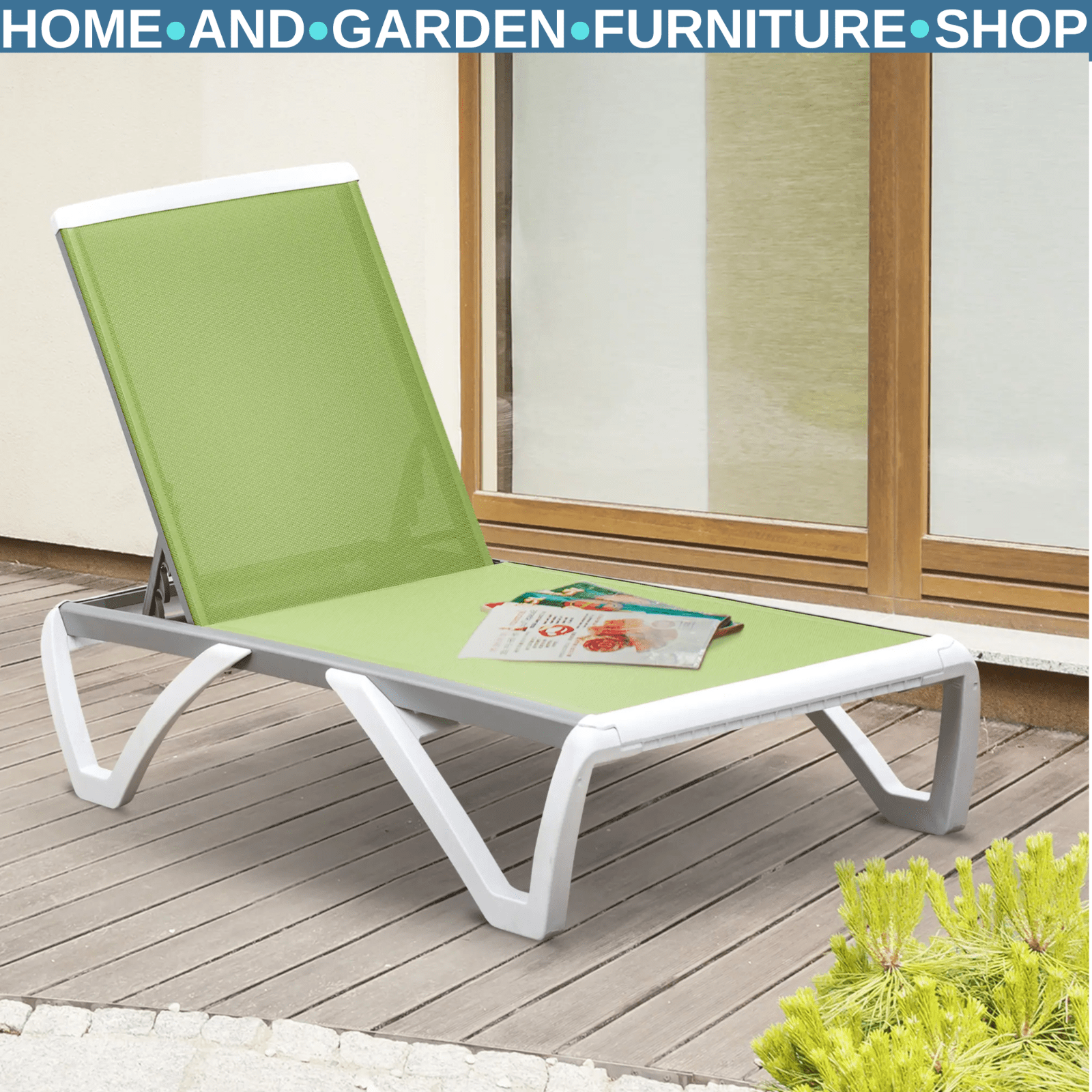 Portable Outdoor Sun Lounger with Adjustable Back and Breathable Texteline Seat - Home and Garden Furniture Shop - rustic - furniture