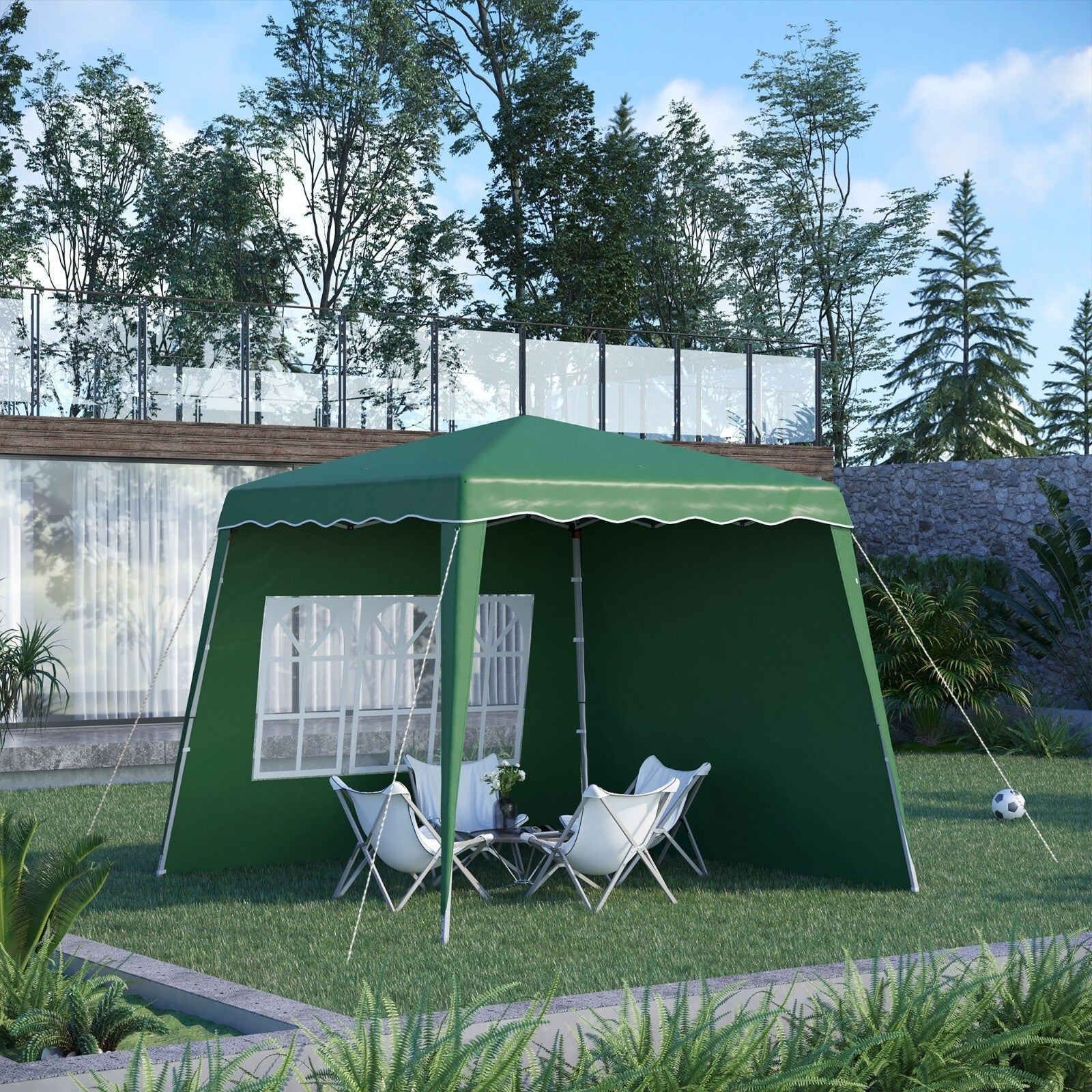 Portable Pop Up Gazebo Canopy Tent w/ Carry Bag Green Camping Shelter 2.4 x 2.4m - Home and Garden Furniture Shop - rustic - furniture