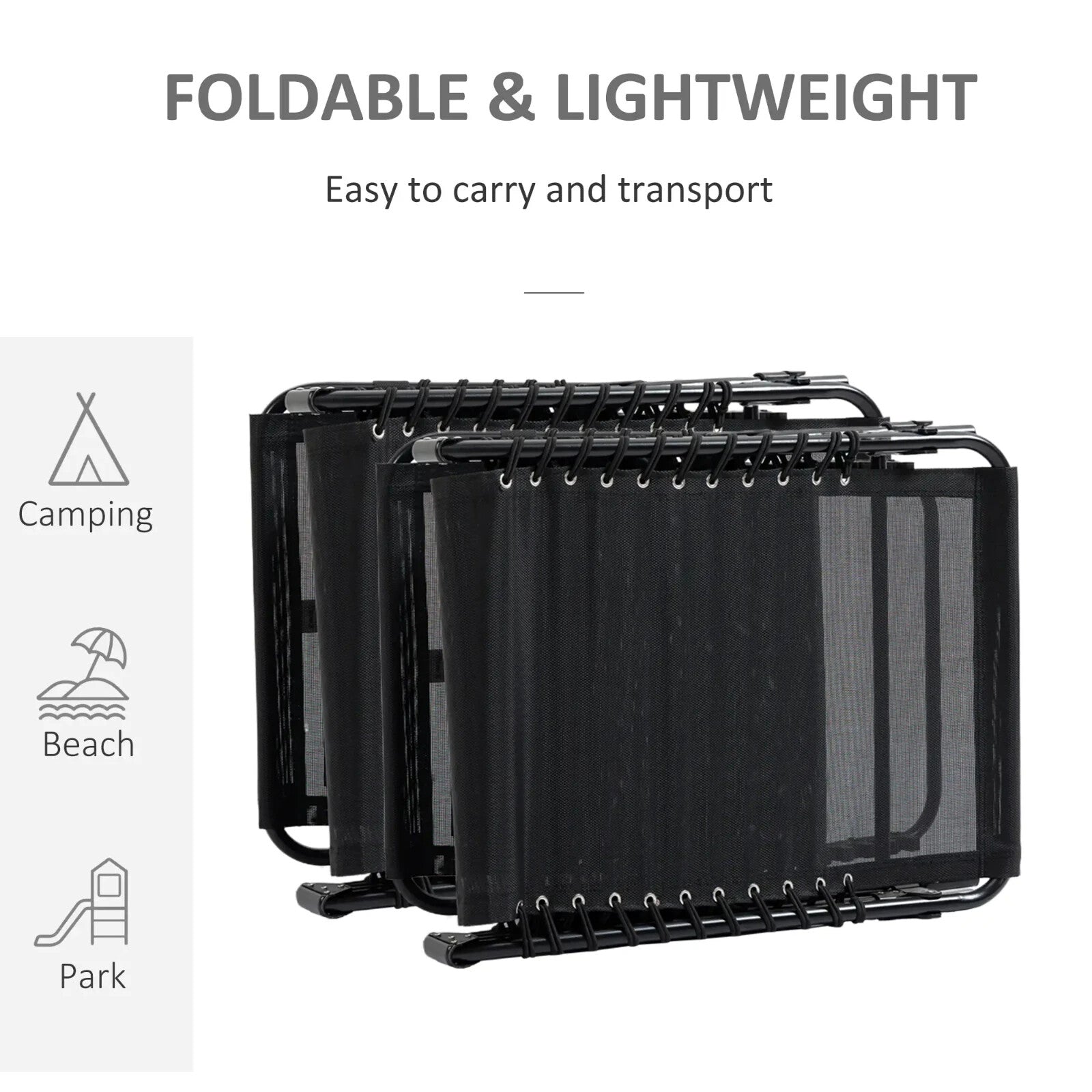 Portable Sun Lounger Folding Reclining Camping Bed Chair w/ 5 Position Backrest - Home and Garden Furniture Shop - rustic - furniture