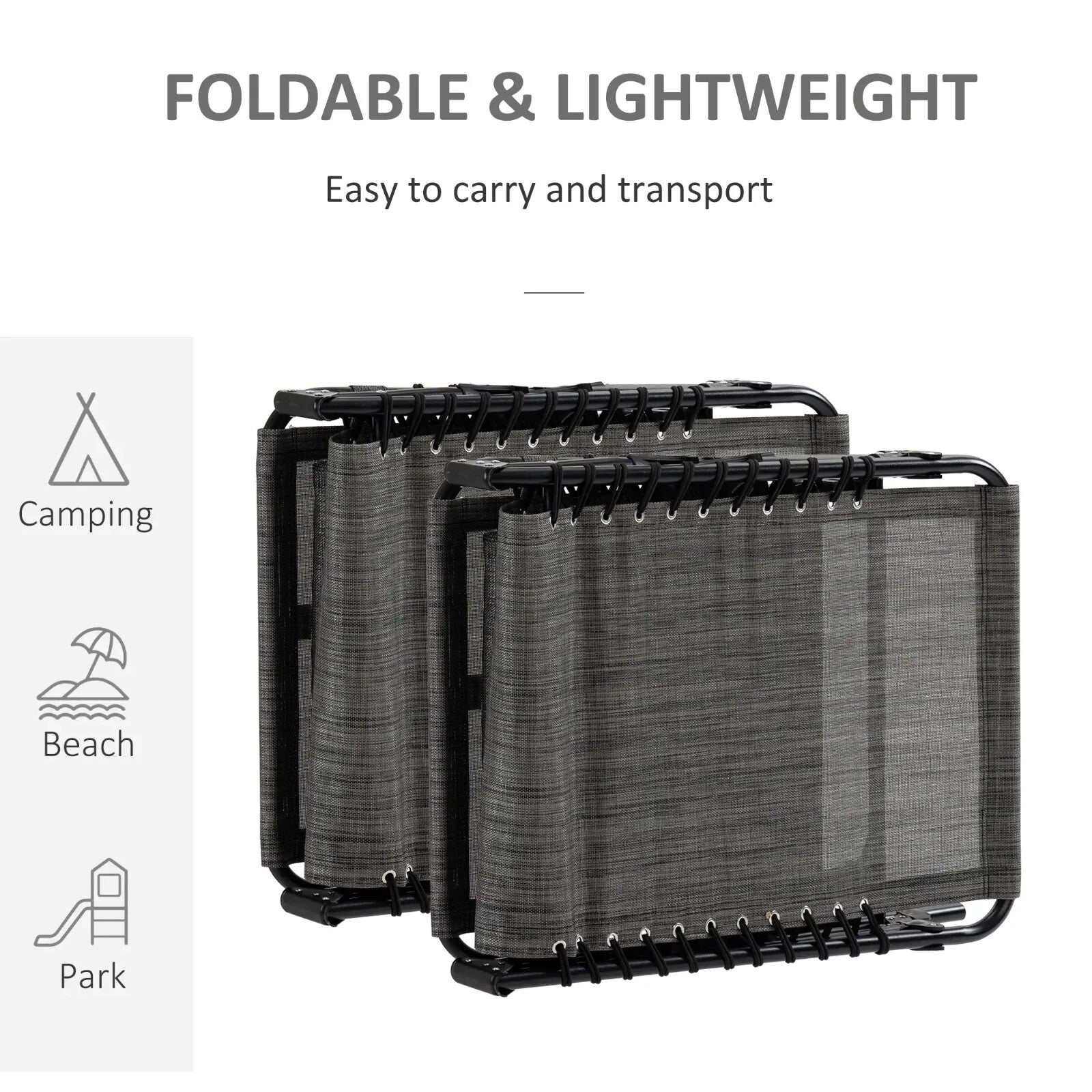 Portable Sun Lounger Set of 2 Folding Beds w/ 5 Position Adjustable Backrest - Home and Garden Furniture Shop - rustic - furniture