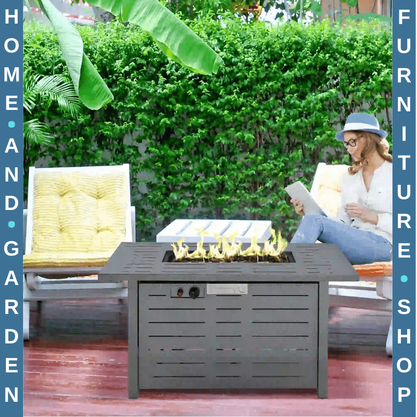 Propane Gas Fire Pit Table 50000BTU Smokeless Garden Firepit Heater with Cover - Home and Garden Furniture Shop - rustic - furniture