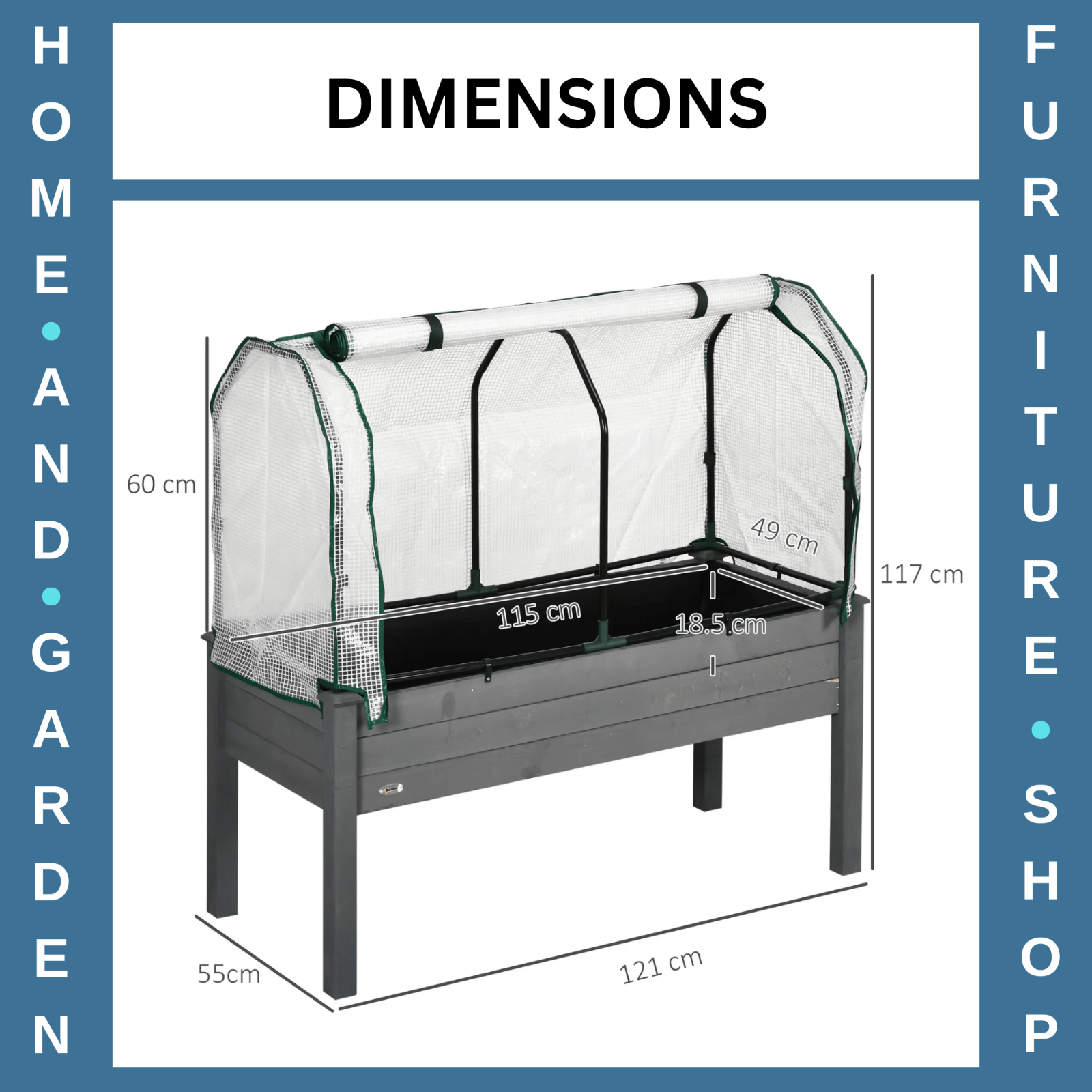 Raised Box Planter Bed PE Cover UV Resistant with Roll - Up Zipper Door Dark Grey - Home and Garden Furniture Shop - rustic - furniture