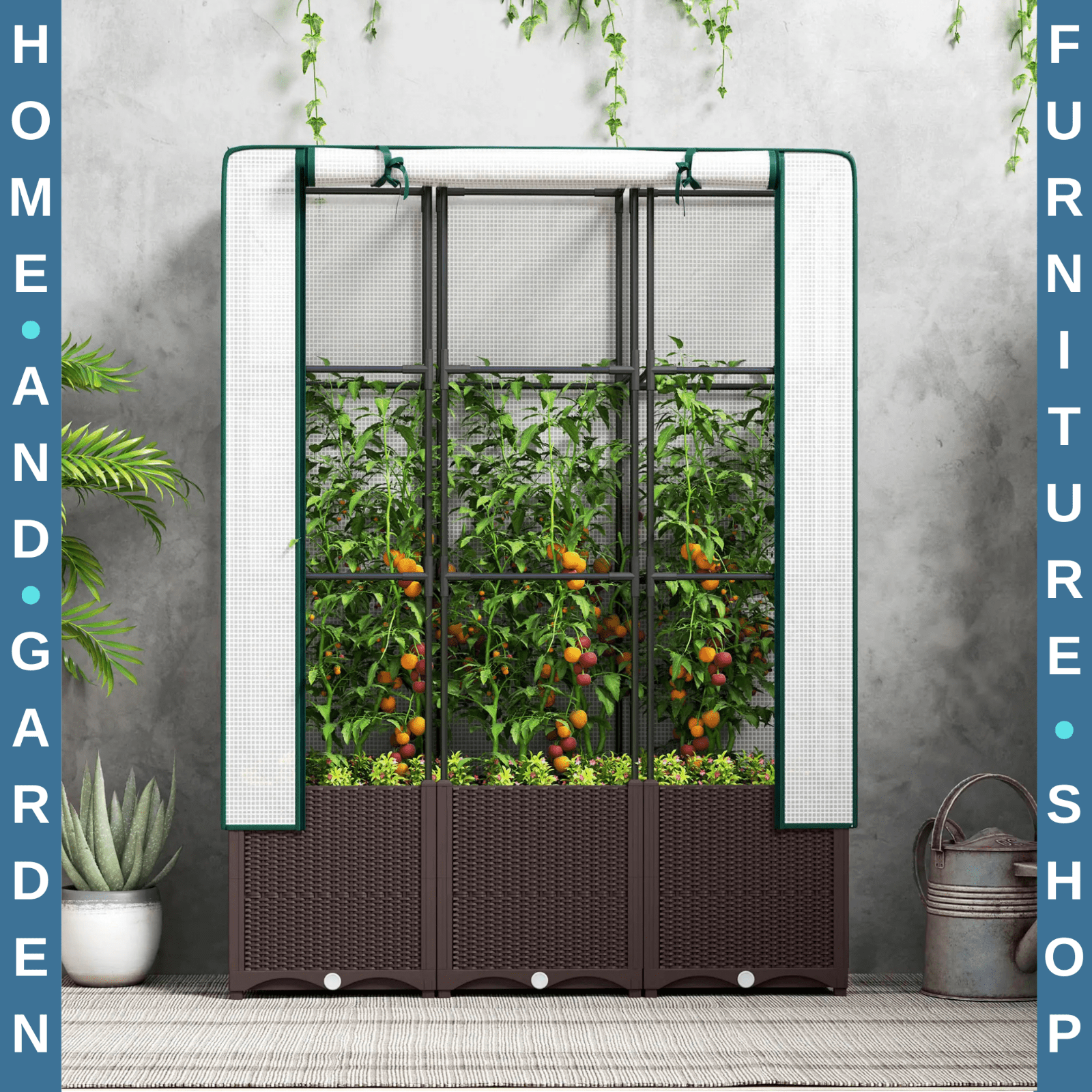 Raised Garden Bed, Trellis Plastic Planter Box with Drainage for Climbing Plants - Home and Garden Furniture Shop - rustic - furniture