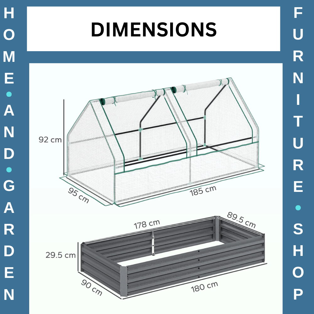 Raised Garden Bed with Cover and Greenhouse for Herbs and Vegetables 185x95x92cm - Home and Garden Furniture Shop - #rustic - furniture#