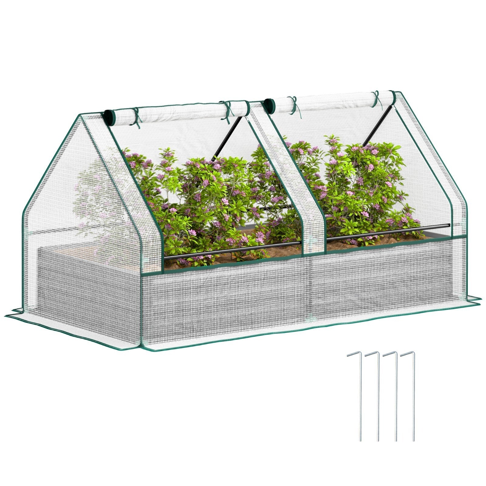 Raised Garden Bed with Cover and Greenhouse for Herbs and Vegetables 185x95x92cm - Home and Garden Furniture Shop - rustic - furniture