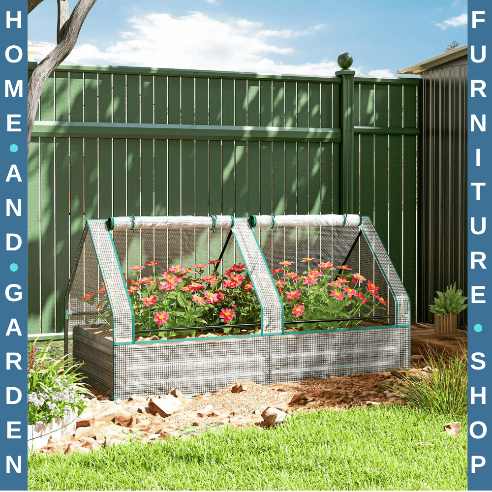 Raised Garden Bed with Cover and Greenhouse for Herbs and Vegetables 185x95x92cm - Home and Garden Furniture Shop - rustic - furniture