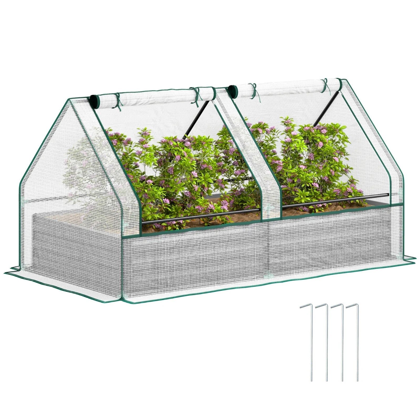 Raised Garden Bed with Cover and Greenhouse for Herbs and Vegetables 185x95x92cm - Home and Garden Furniture Shop - rustic - furniture