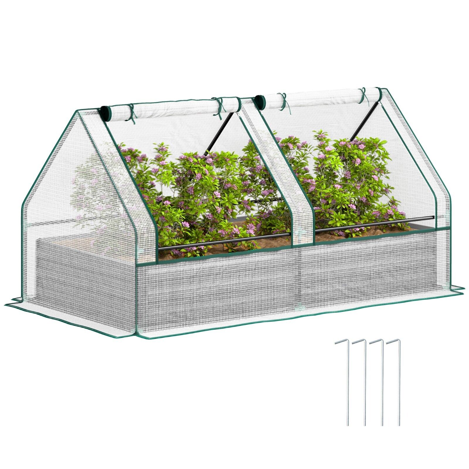 Raised Garden Bed with Cover and Greenhouse for Herbs and Vegetables 185x95x92cm - Home and Garden Furniture Shop - #rustic - furniture#