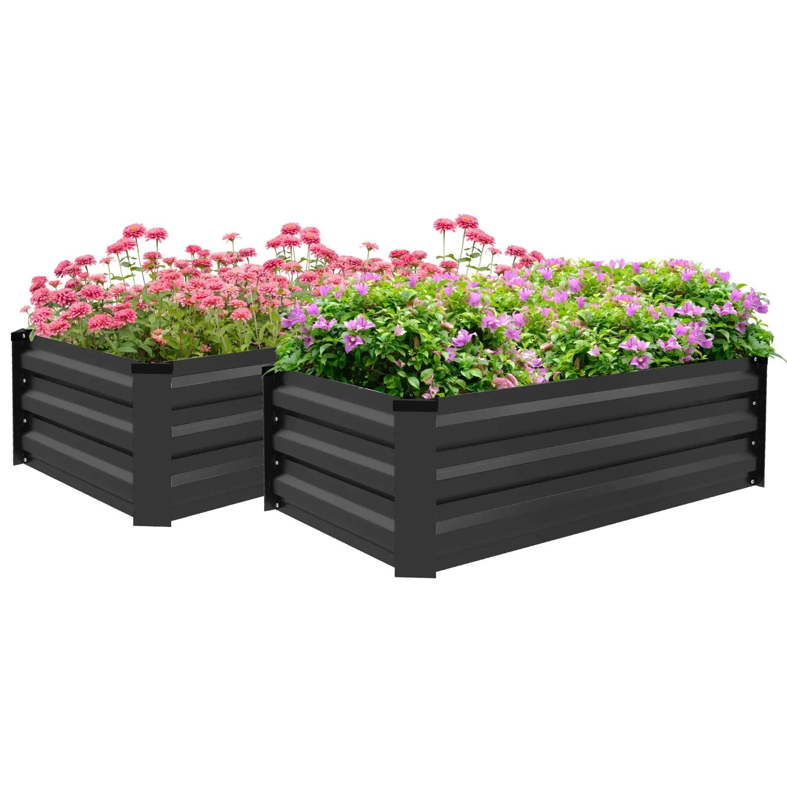Raised Garden Beds Set of 2 Galvanised Steel Planter Box Outdoor Plant Bed Grow - Home and Garden Furniture Shop - rustic - furniture
