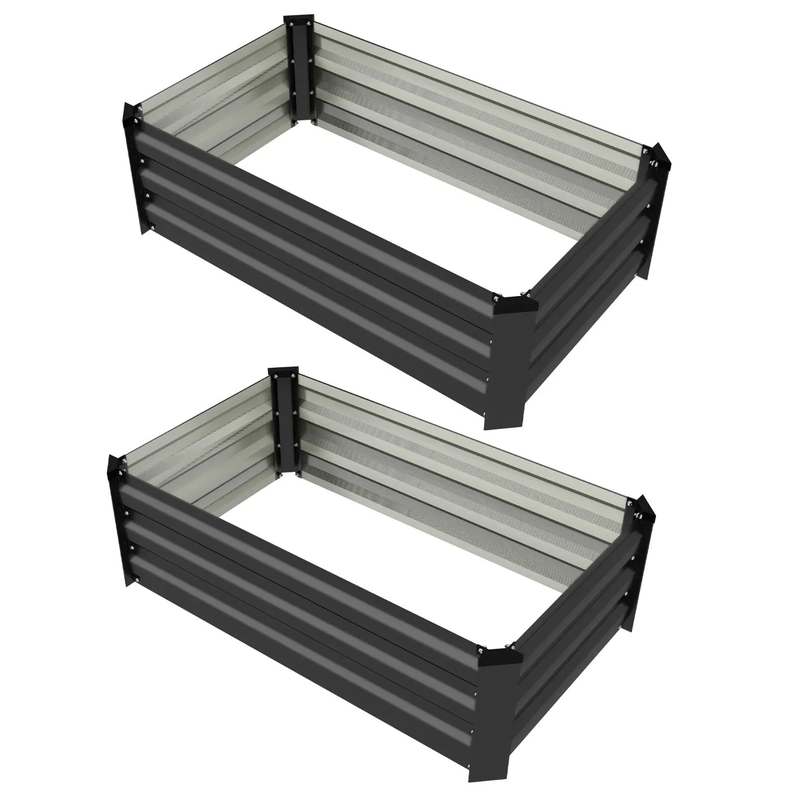 Raised Garden Beds Set of 2 Galvanised Steel Planter Box Outdoor Plant Bed Grow - Home and Garden Furniture Shop - rustic - furniture